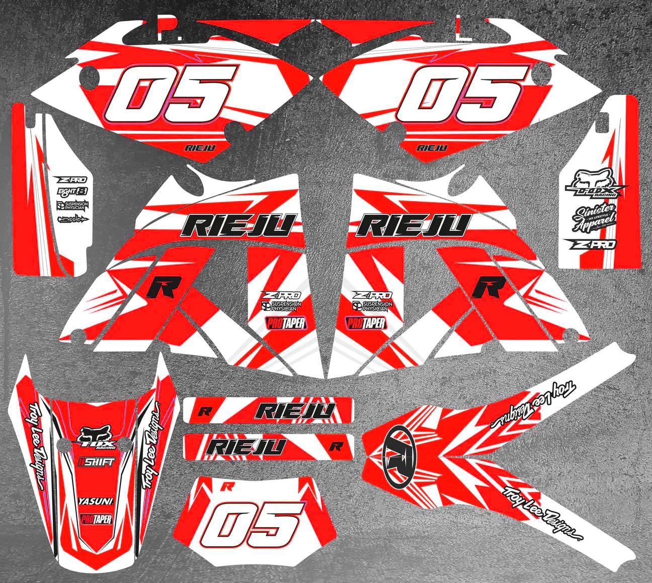 kit déco rieju 50 mrx craft blanc / rouge