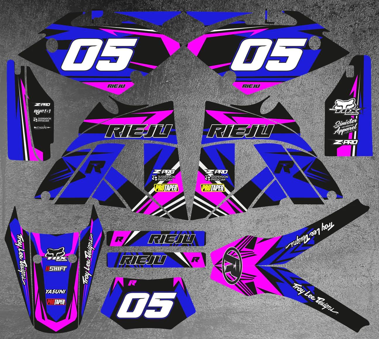 kit déco rieju 50 mrx craft bleu / rose