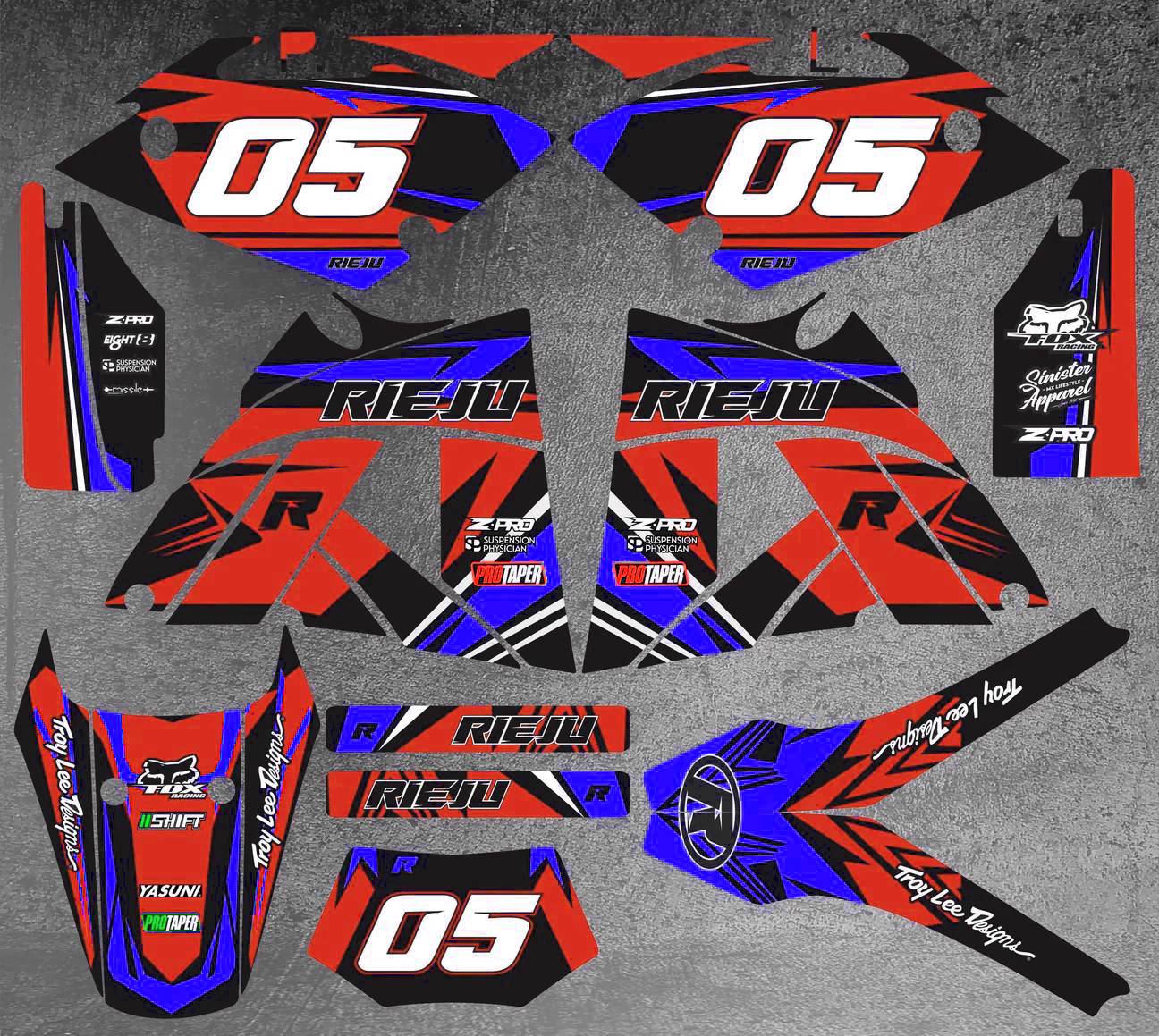 kit déco rieju 50 mrx craft bleu / rouge