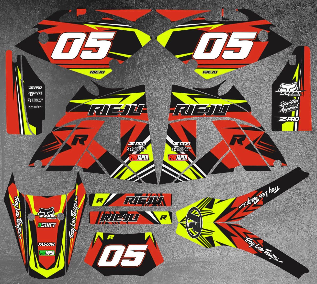 kit déco rieju 50 mrx craft rouge / jaune