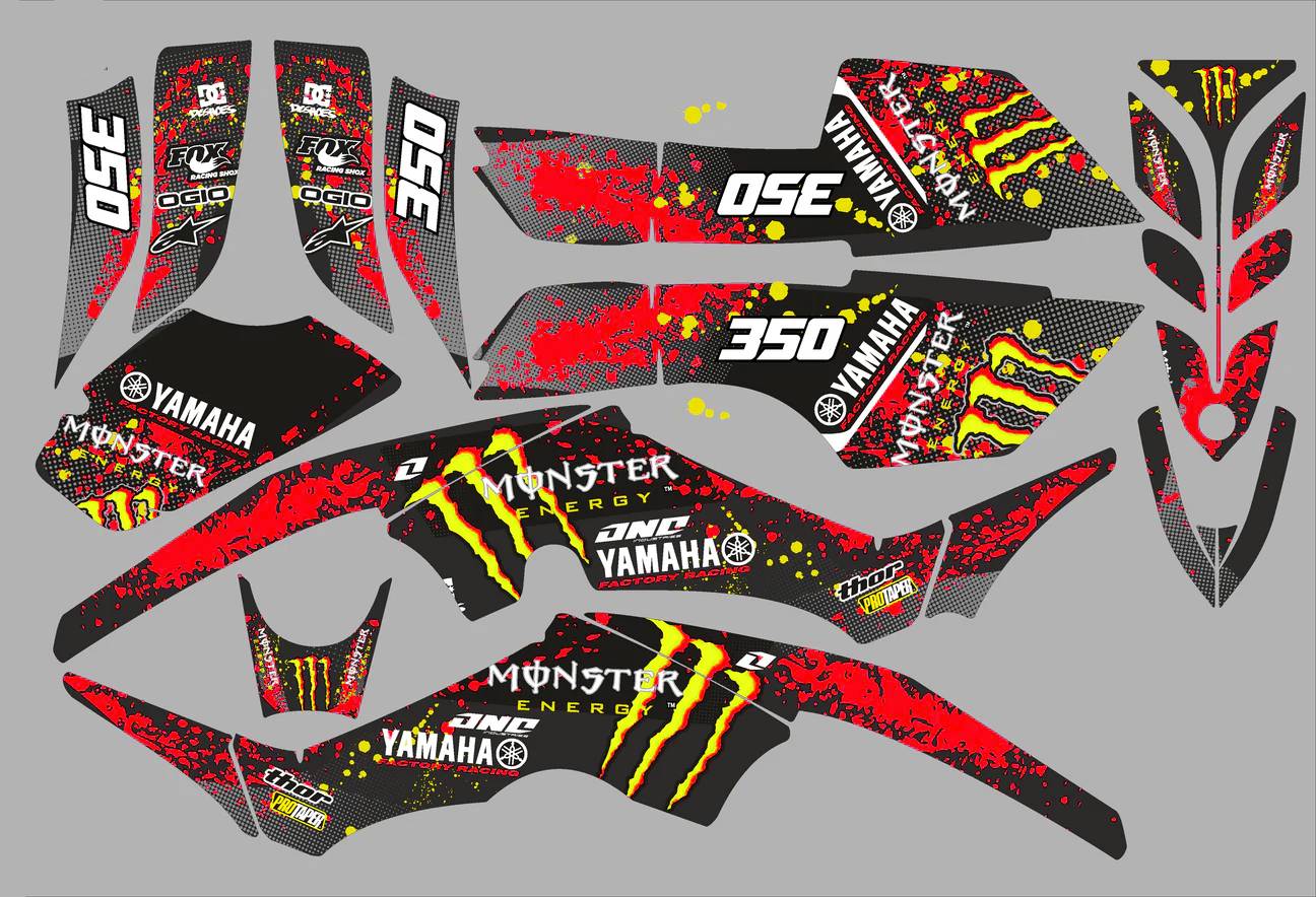 kit déco yamaha yfm 350 raptor monster rouge