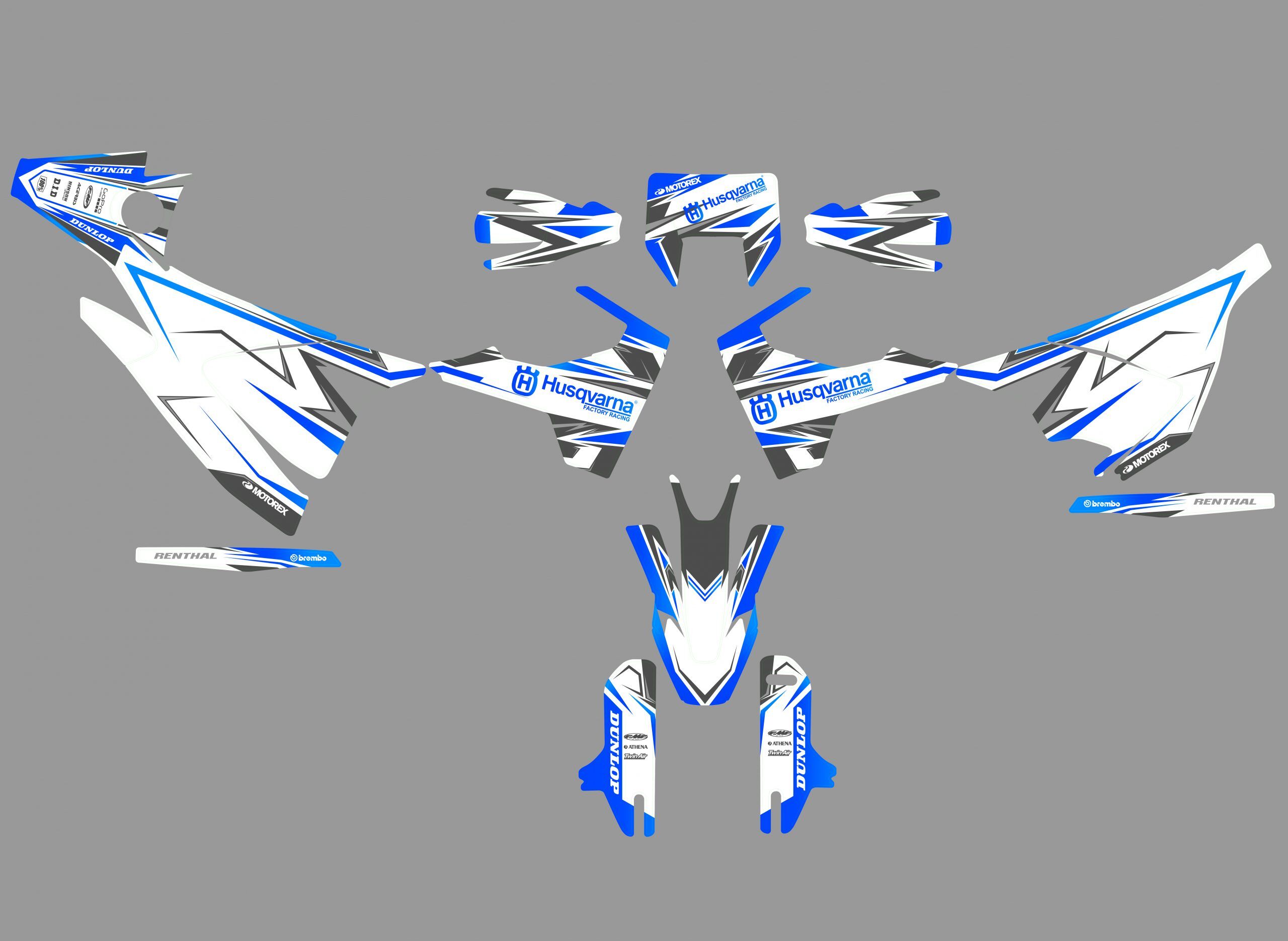 kit déco husqvarna 701 sm colors mixt blanc / bleu