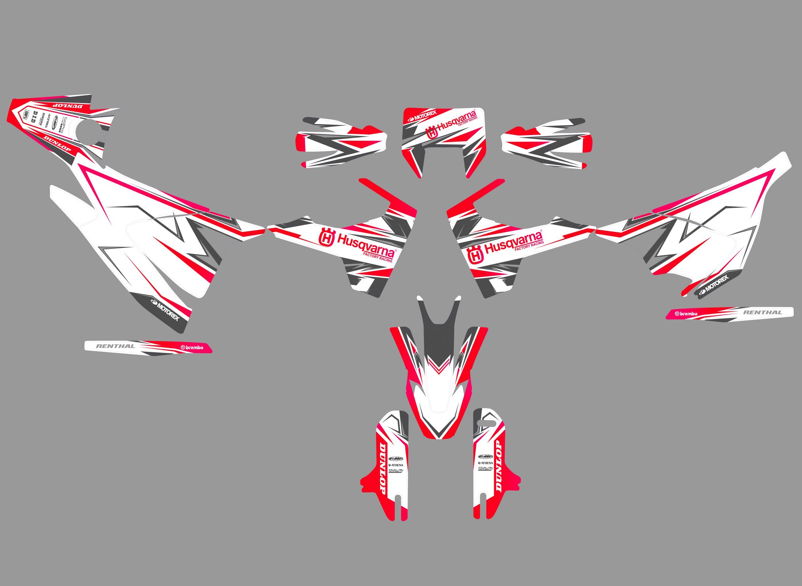 kit déco husqvarna 701 sm colors mixt blanc / rouge