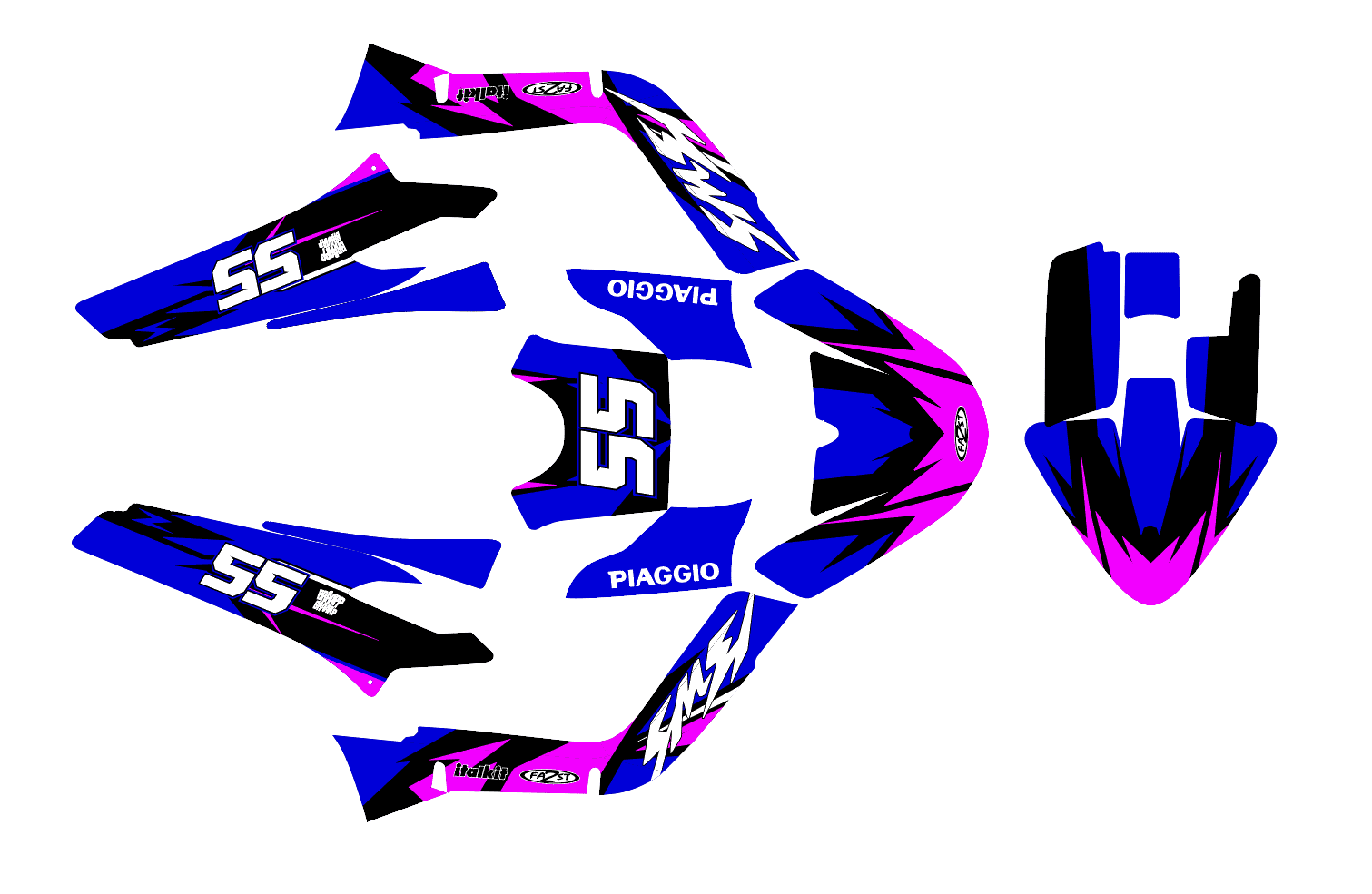 kit déco mbk booster (2004 2018) craft bleu / rose