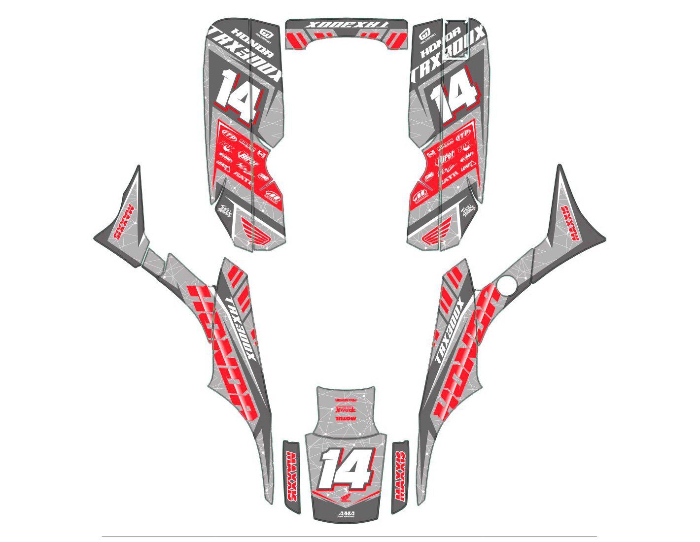 kit déco honda 300 trx racing rouge