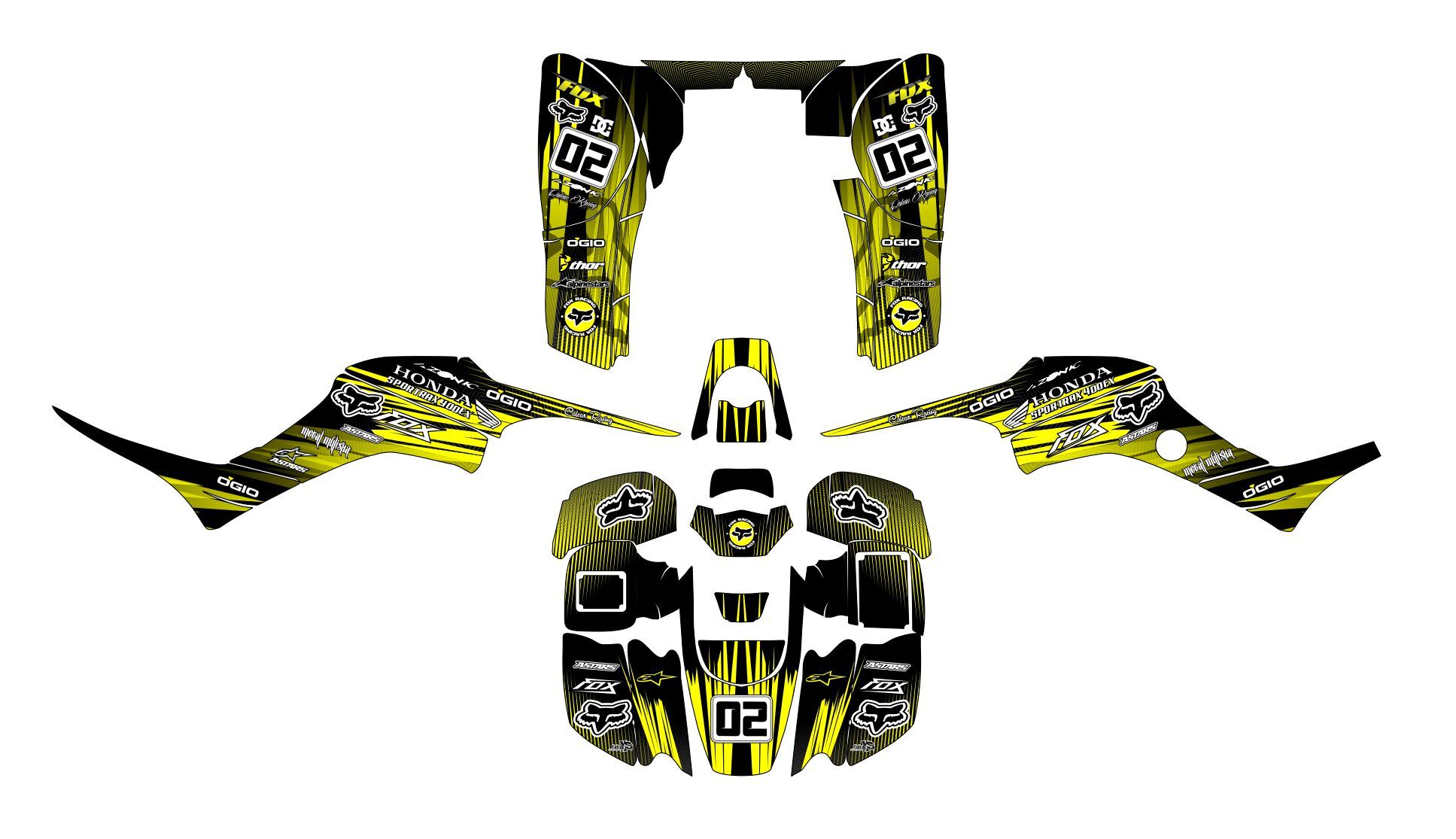 kit déco honda 400 trx fox jaune