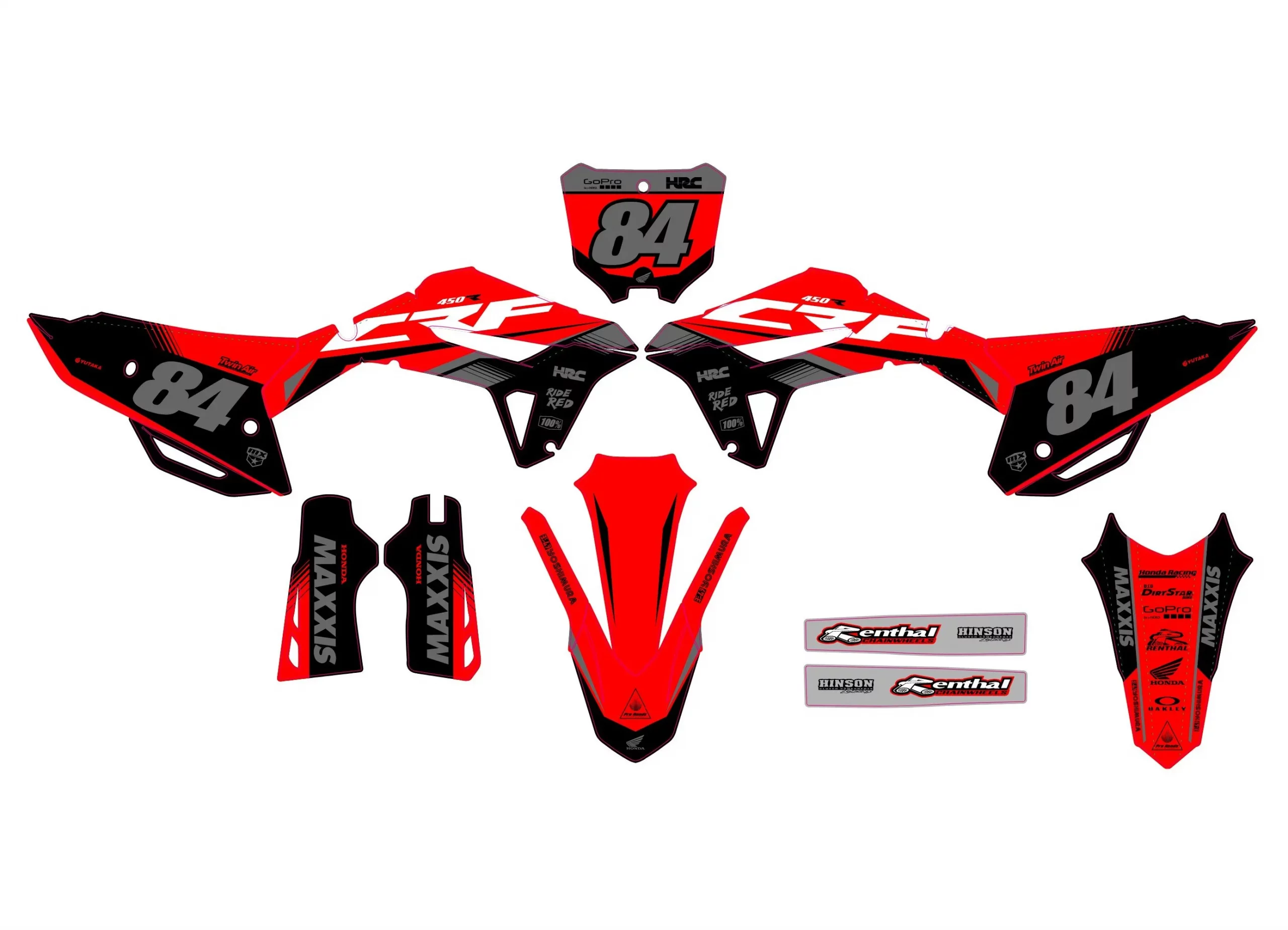 kit déco honda 450 crf (2021 2024) airon gris