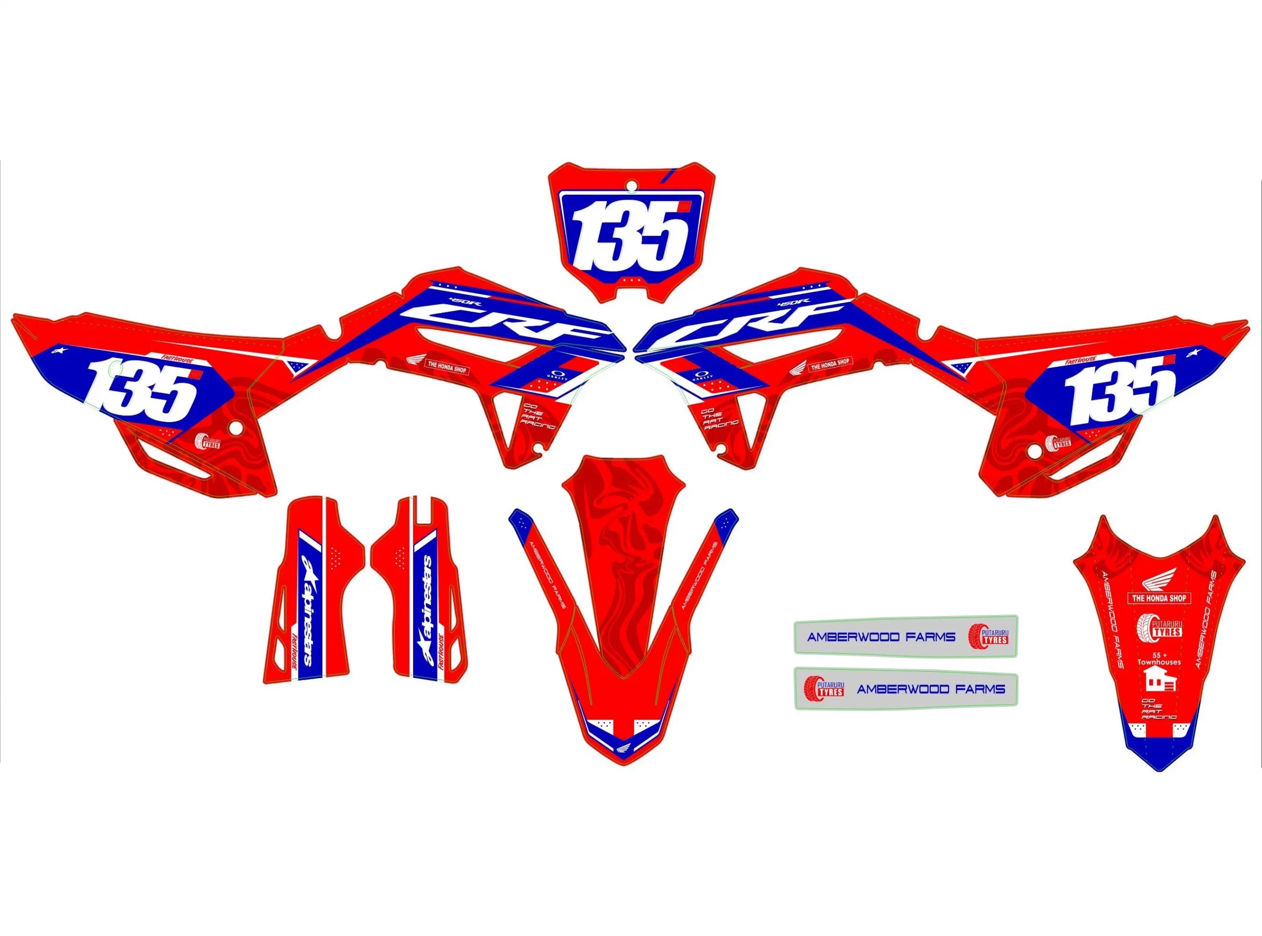 kit déco honda 450 crf (2021 2024) effet rouge