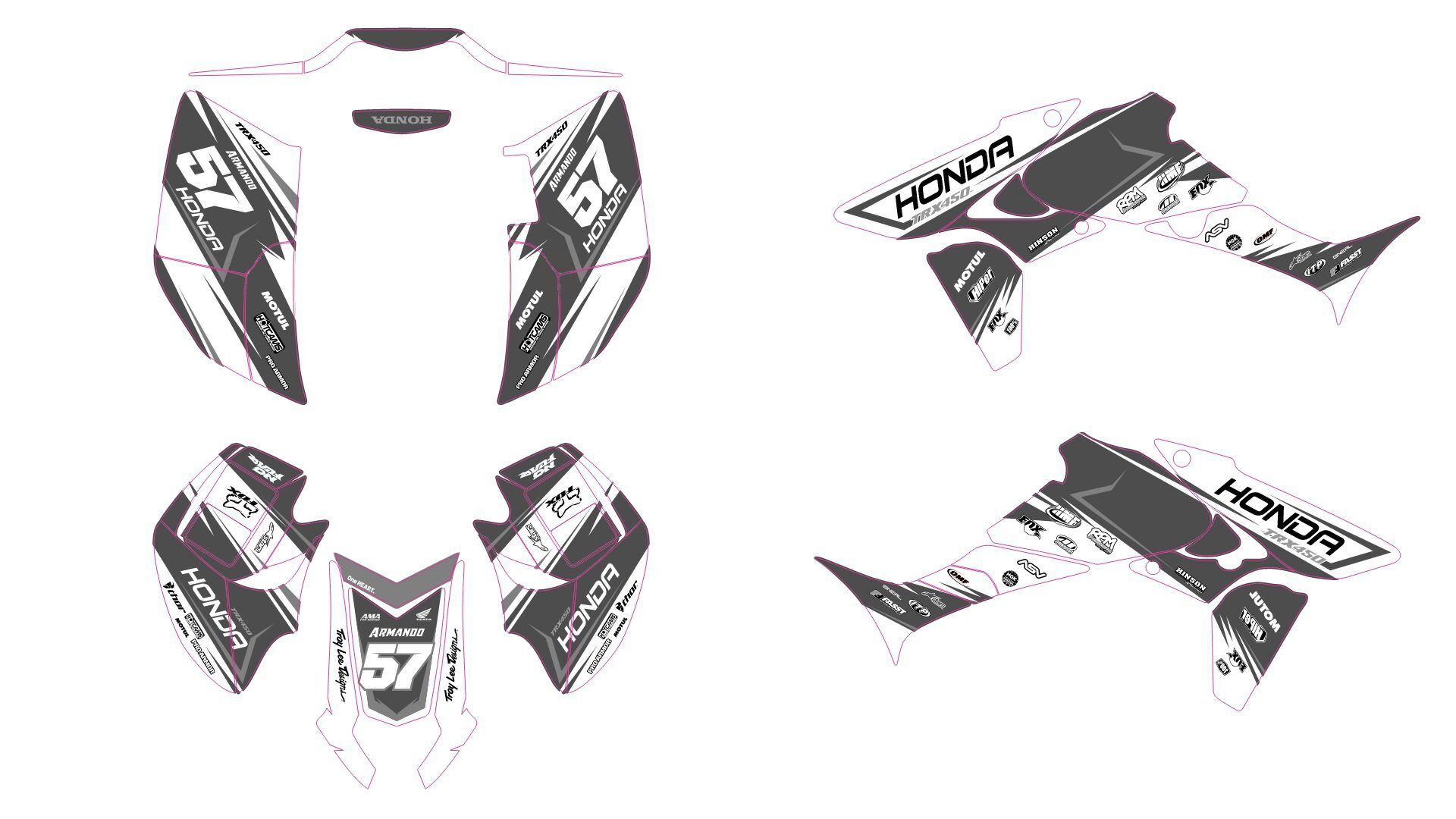 kit déco honda 450 trx airon gris