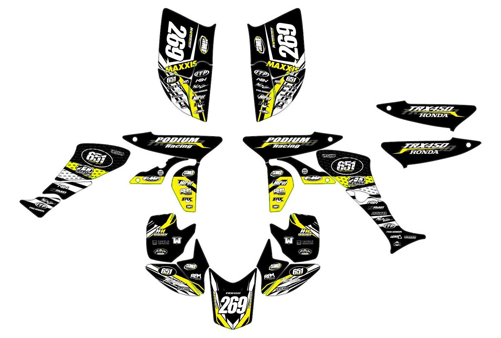 kit déco honda 450 trx jaune