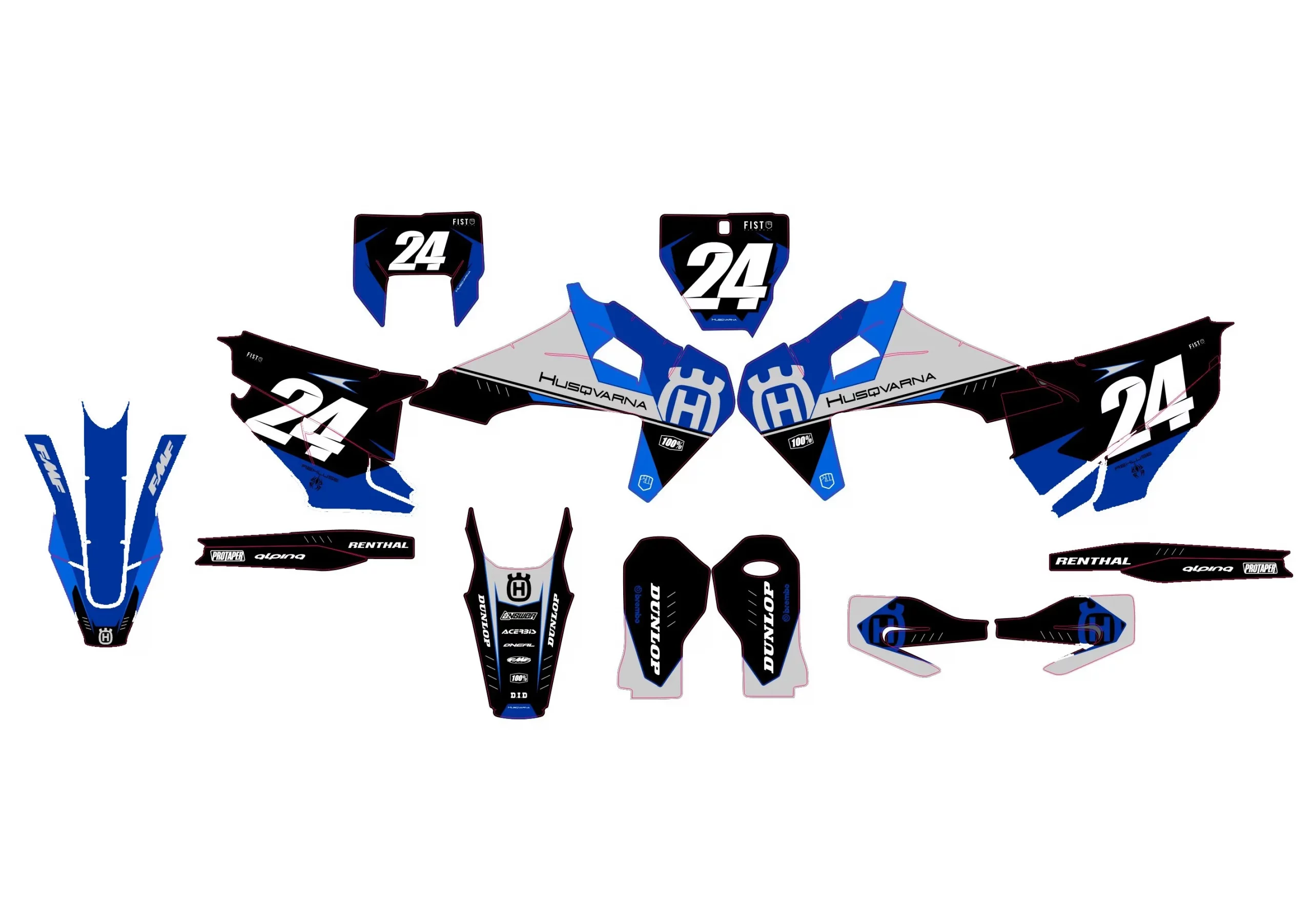 kit déco husqvarna tc / fc / fs (2019 2022) race bleu