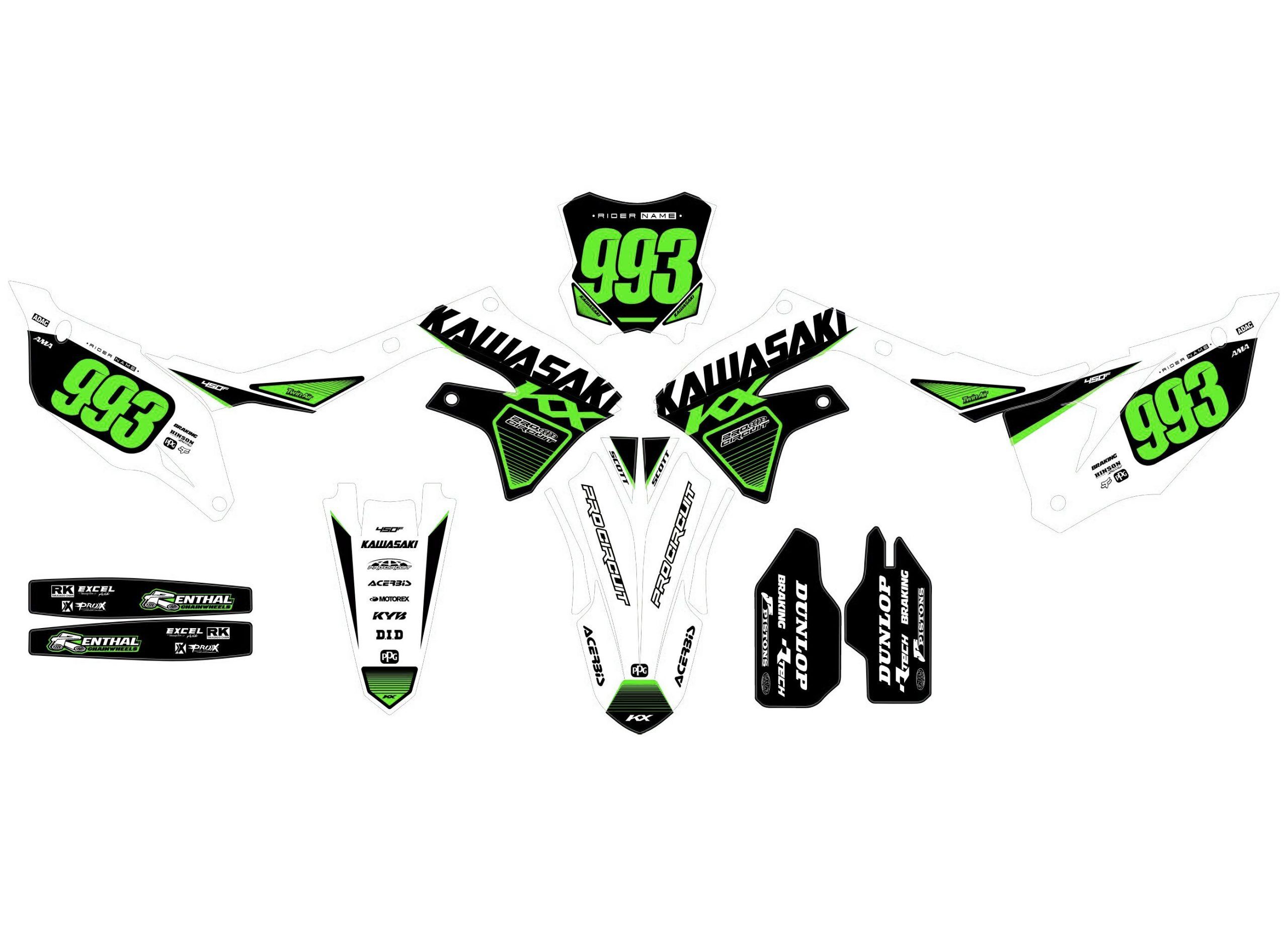 kit déco kawasaki 250 kxf (2021 2024) circuit