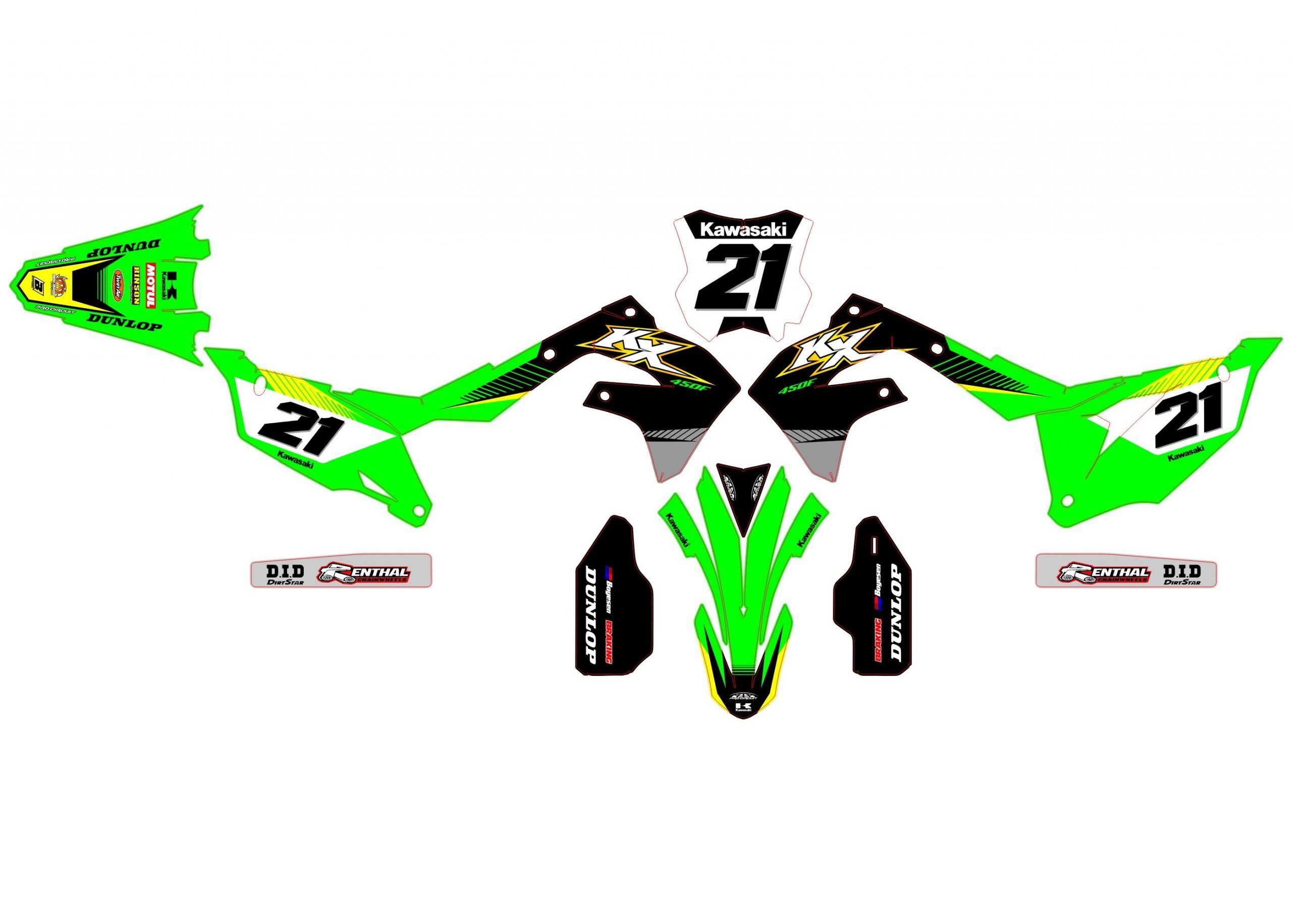 kit déco kawasaki 250 kxf (2021 2024) gold