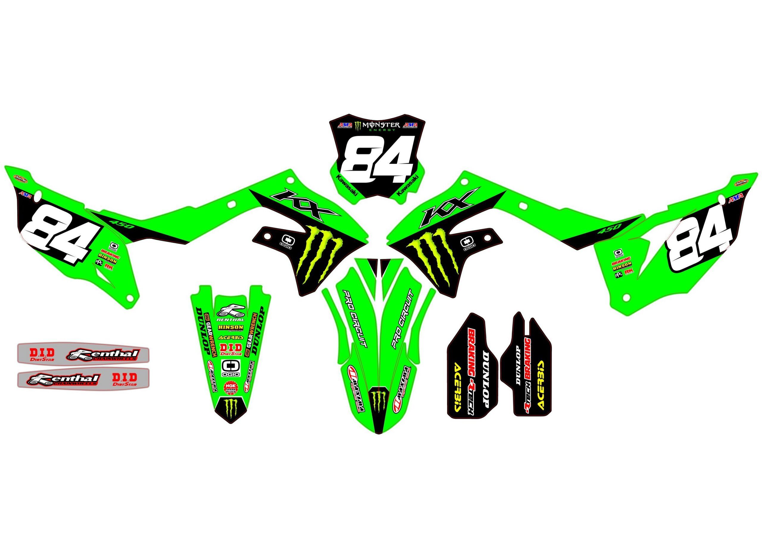 kit déco kawasaki 250 kxf (2021 2024) monster