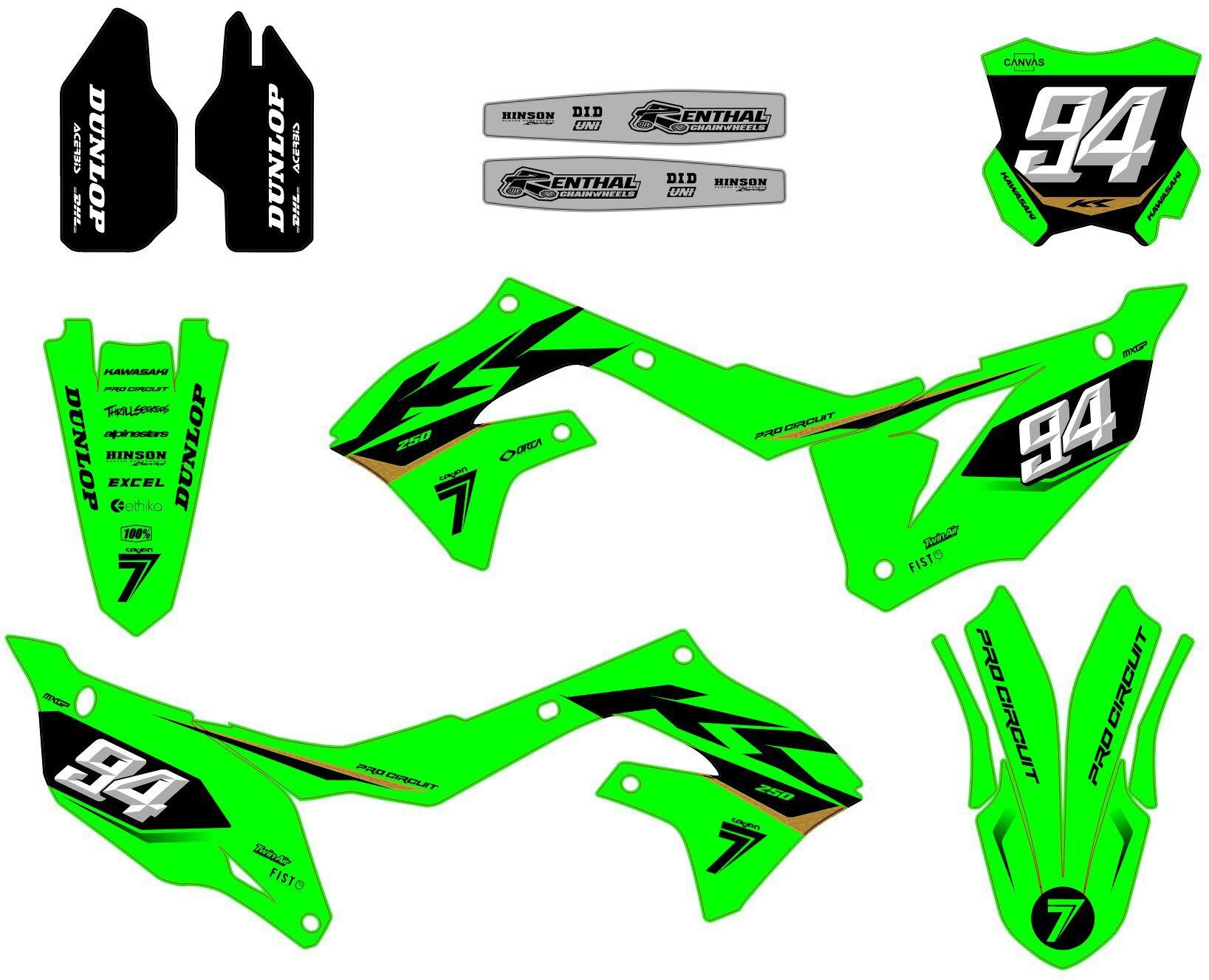 kit déco kawasaki 250 kxf (2021 2024) origine