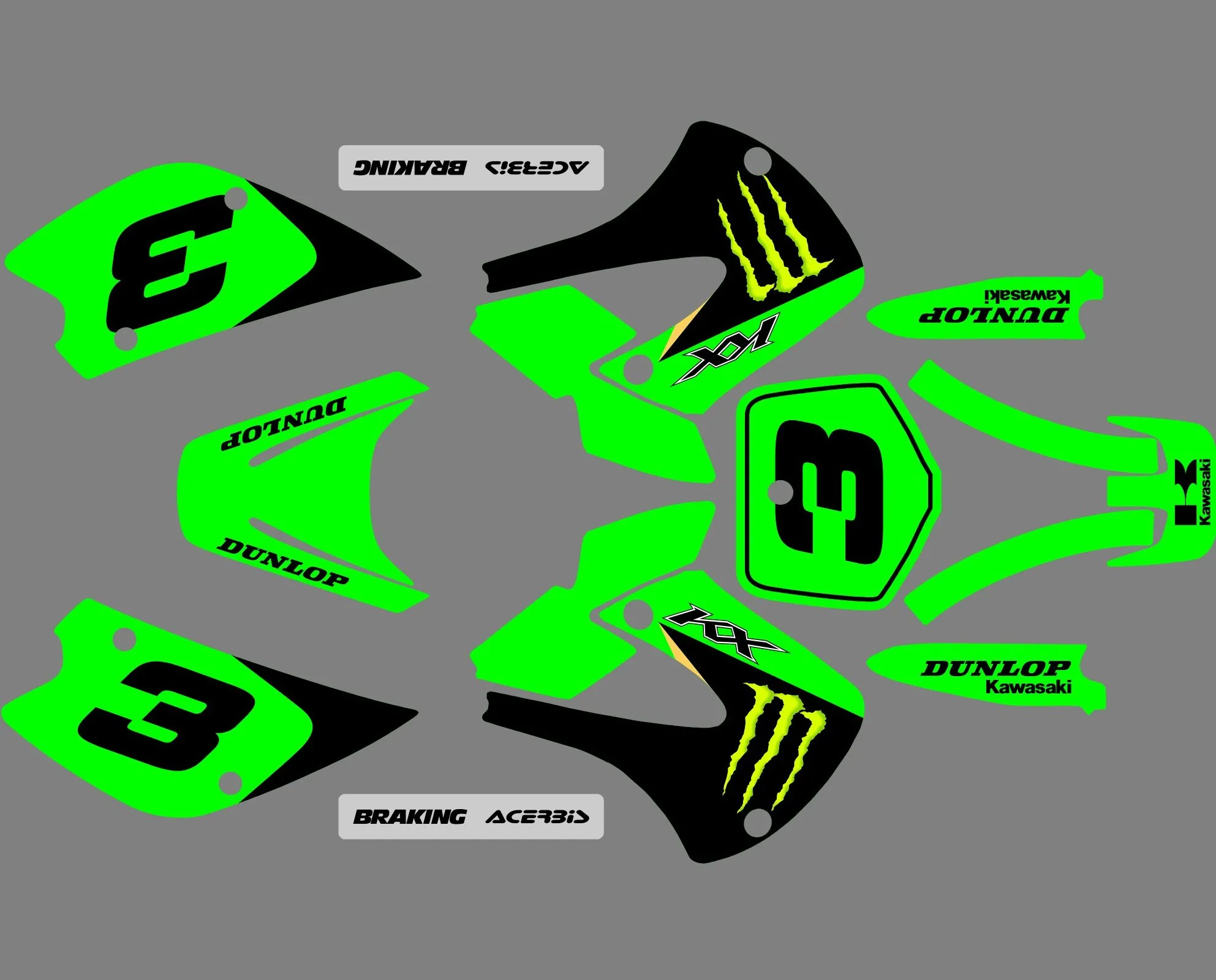 kit déco kawasaki 85 kx (1998 2013) origine