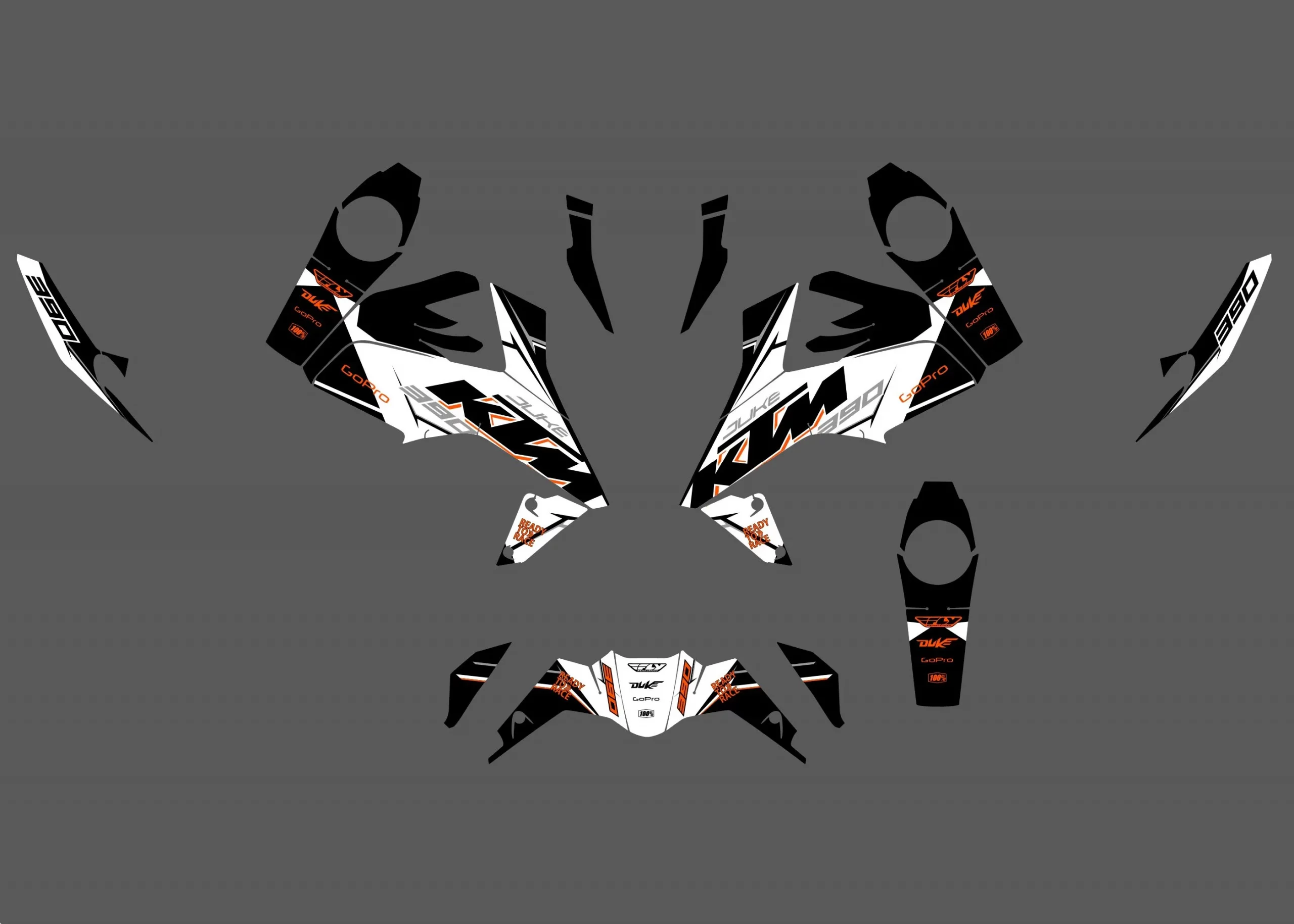 kit déco ktm 125 / 390 duke race blanc