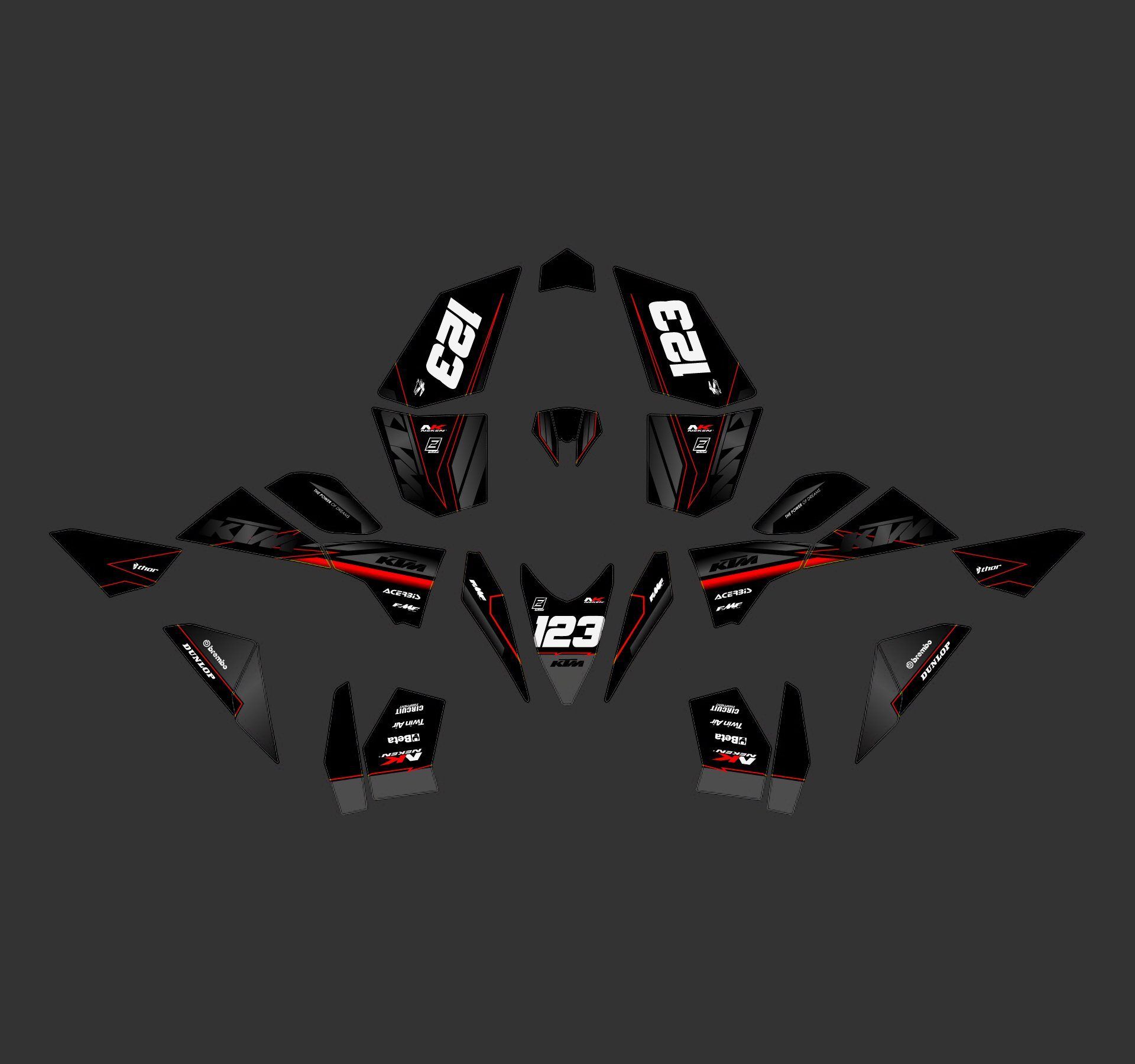 kit déco ktm 450 / 525 xc atv black