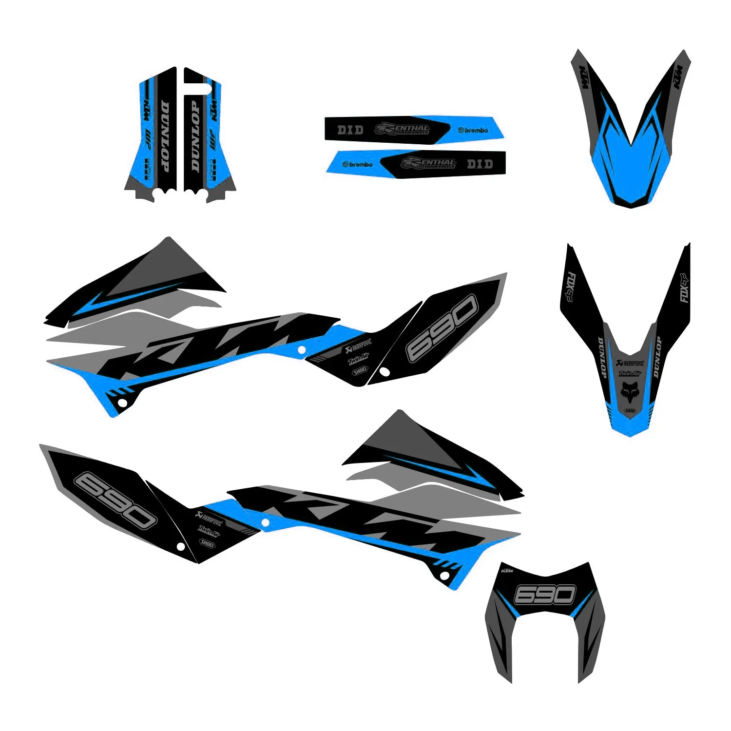 kit déco ktm 690 smcr (2012 2018) airon bleu