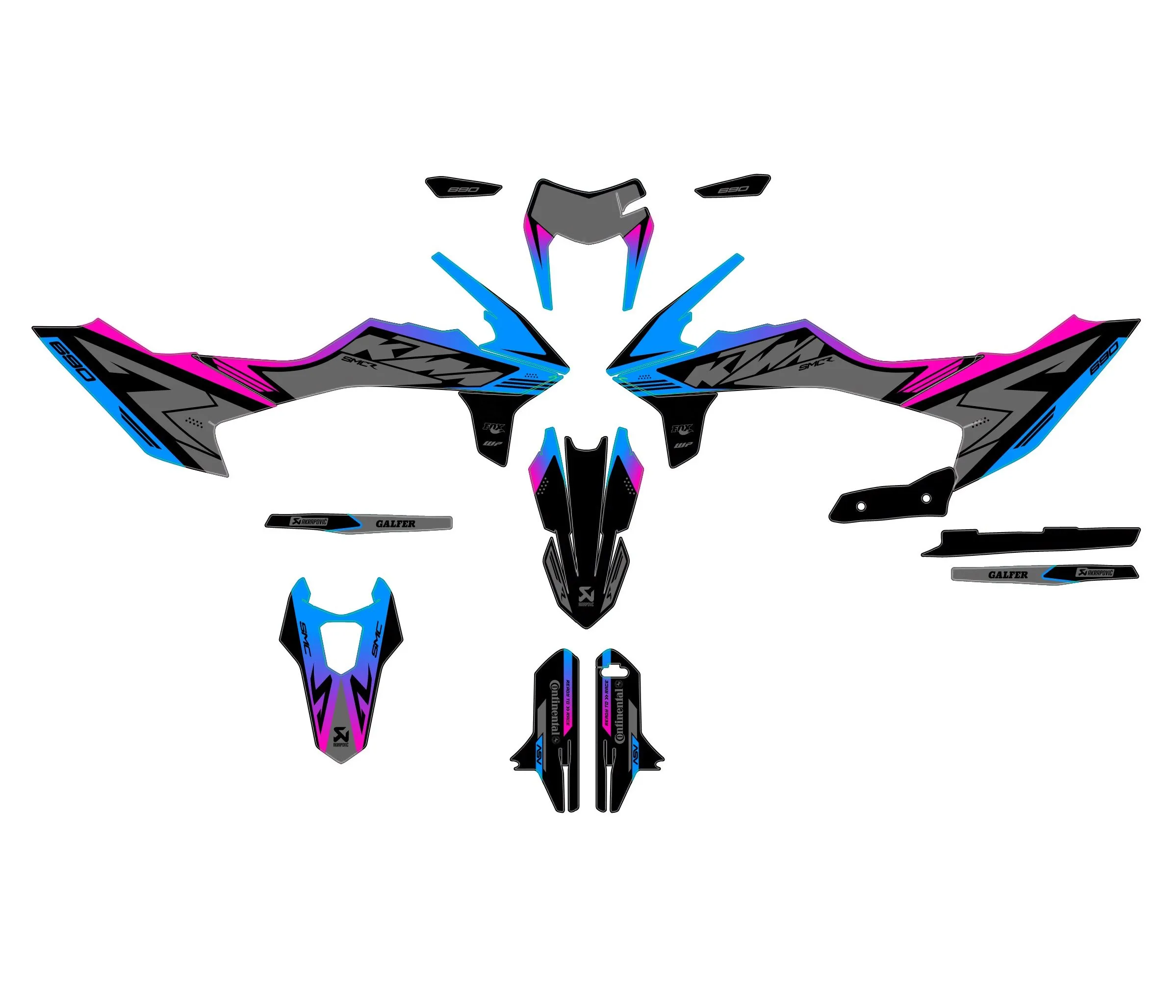 kit déco ktm 690 smcr (2019 2024) neon