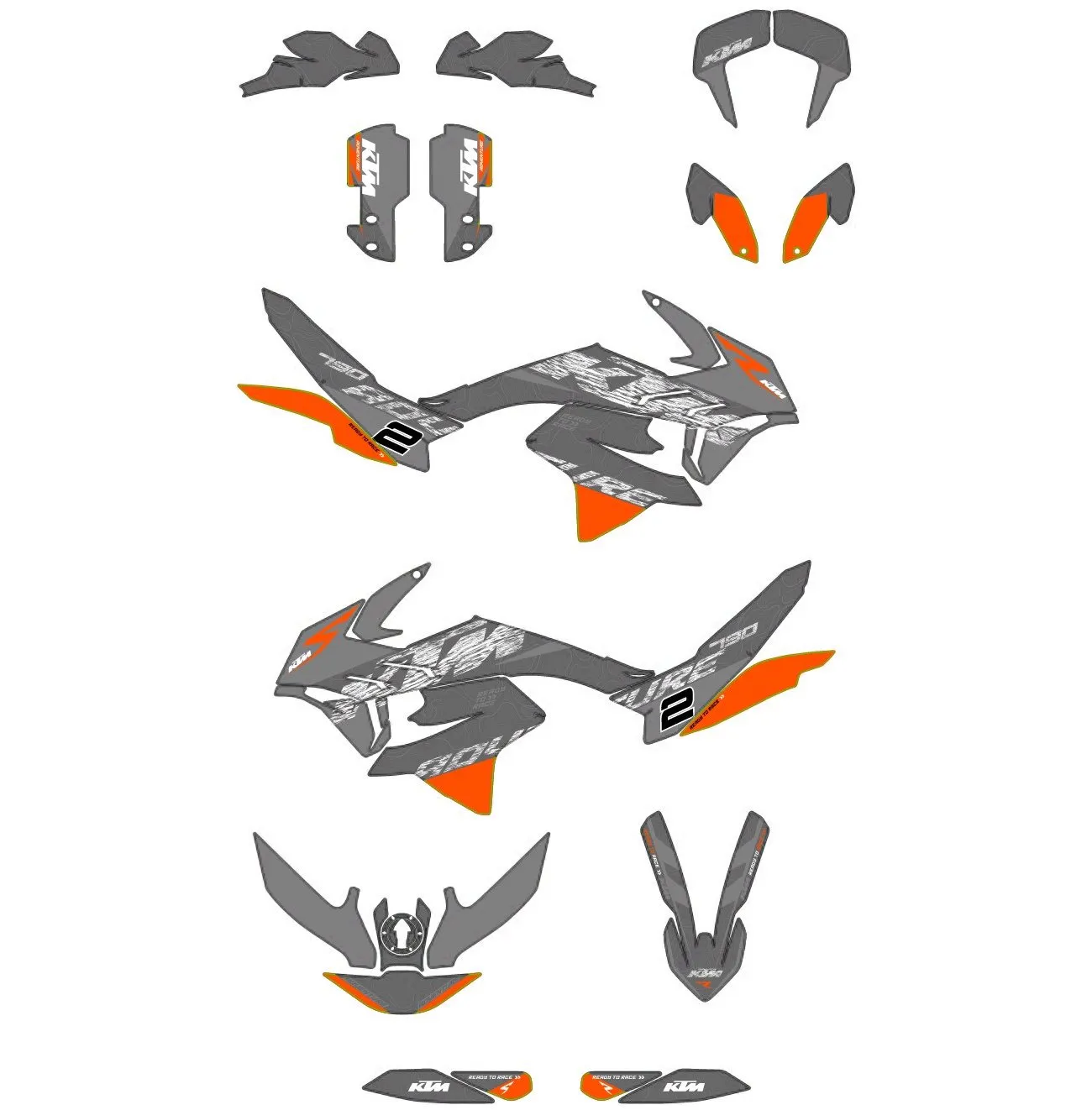 kit déco ktm 790 / 890 adventure r s effet gris