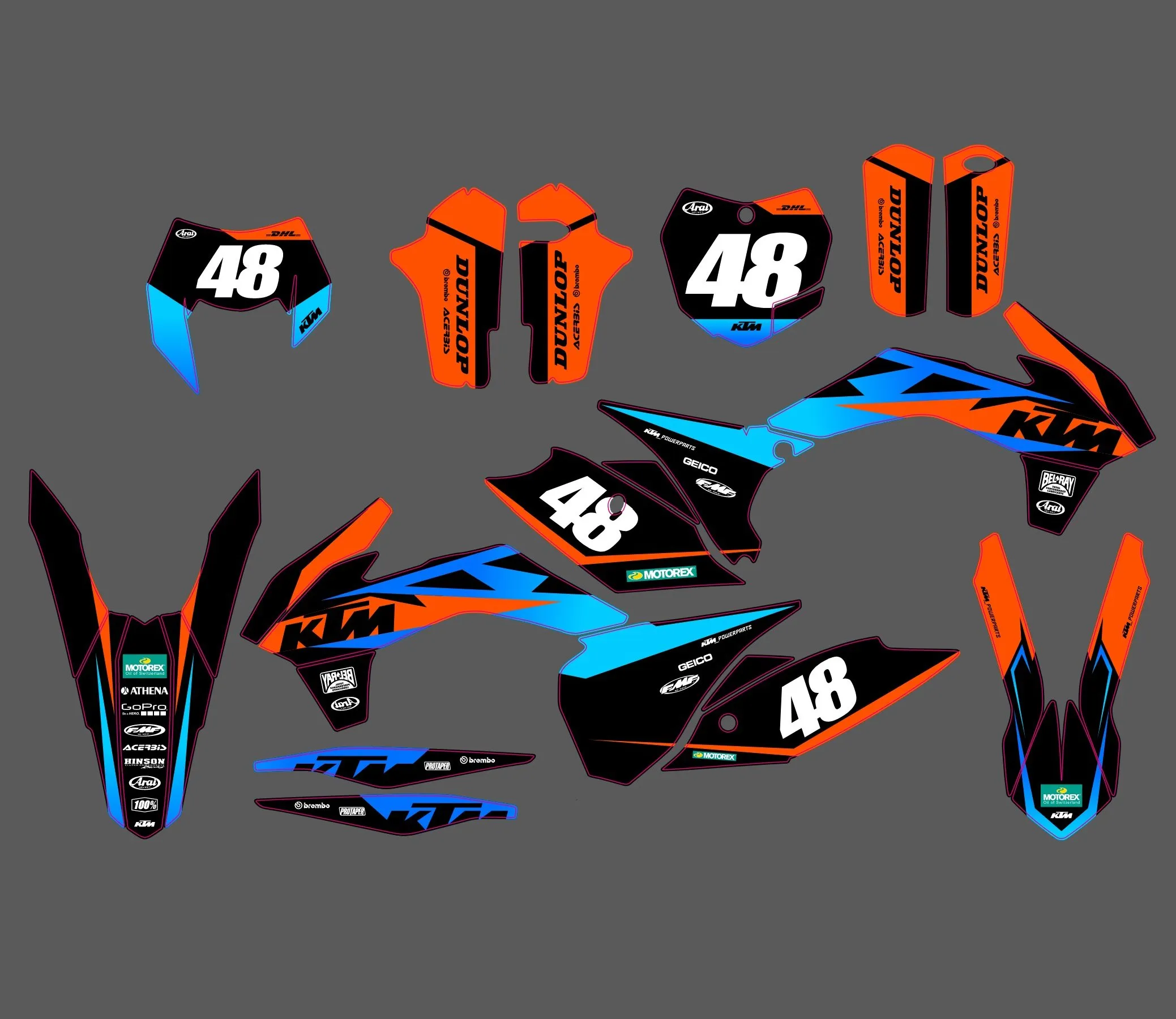 kit déco ktm exc / exc f (2014 2016) bi color #2