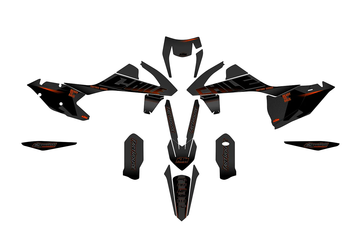 kit déco ktm exc / exc f (2017 2019) factory gris