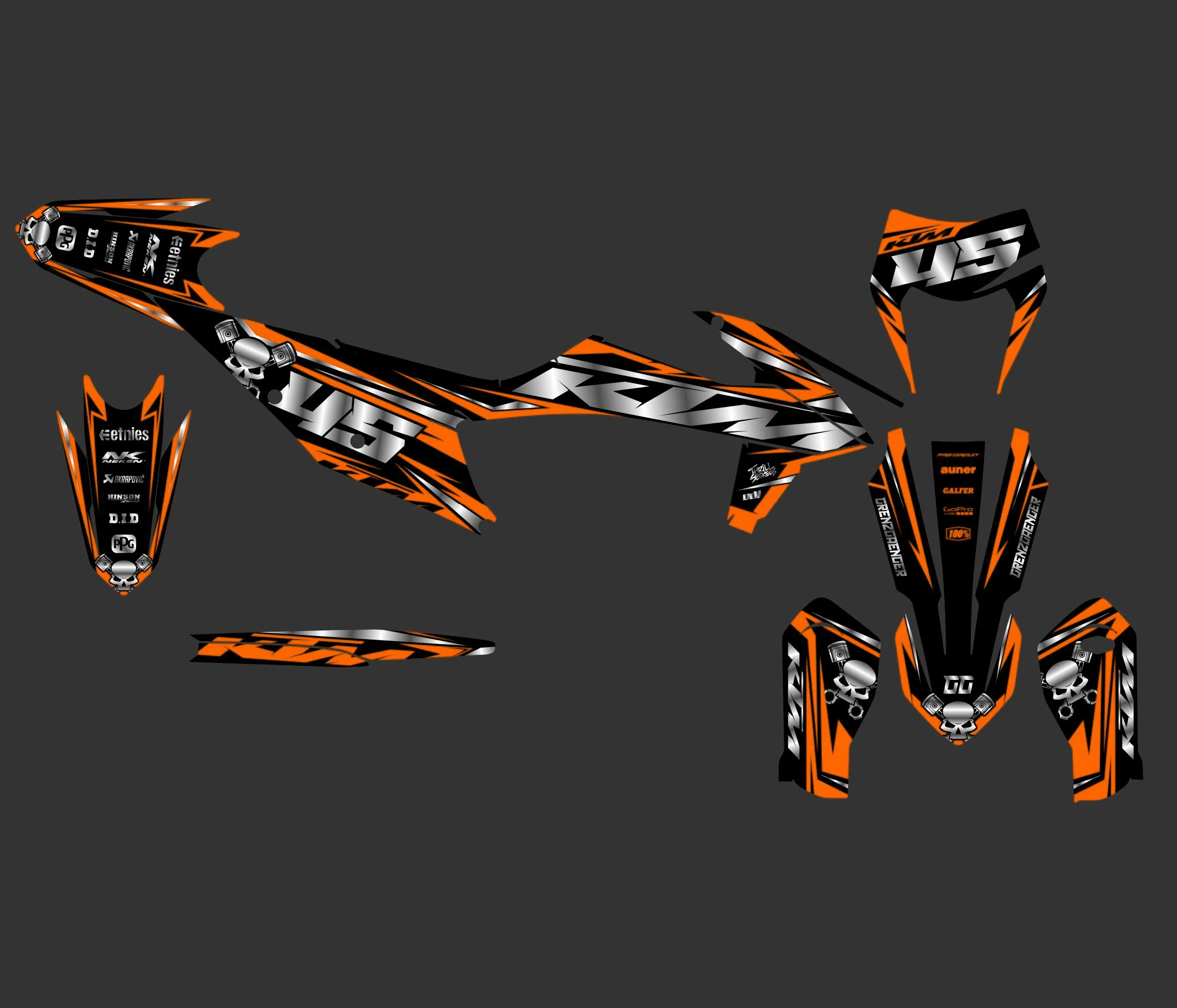 kit déco ktm exc / exc f (2020 2023) dayme orange