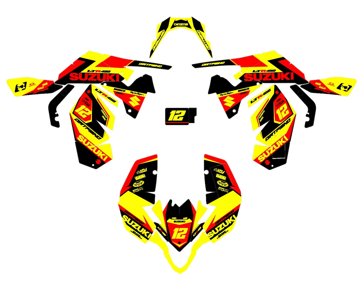 kit déco suzuki ltr 450 airon jaune / rouge