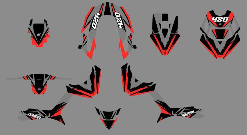 kit déco mbk booster bcd craft gris / rouge