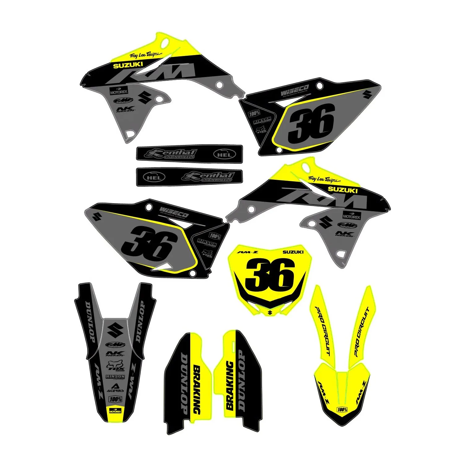 kit déco suzuki 450 rmz (2008 2017) factory gris