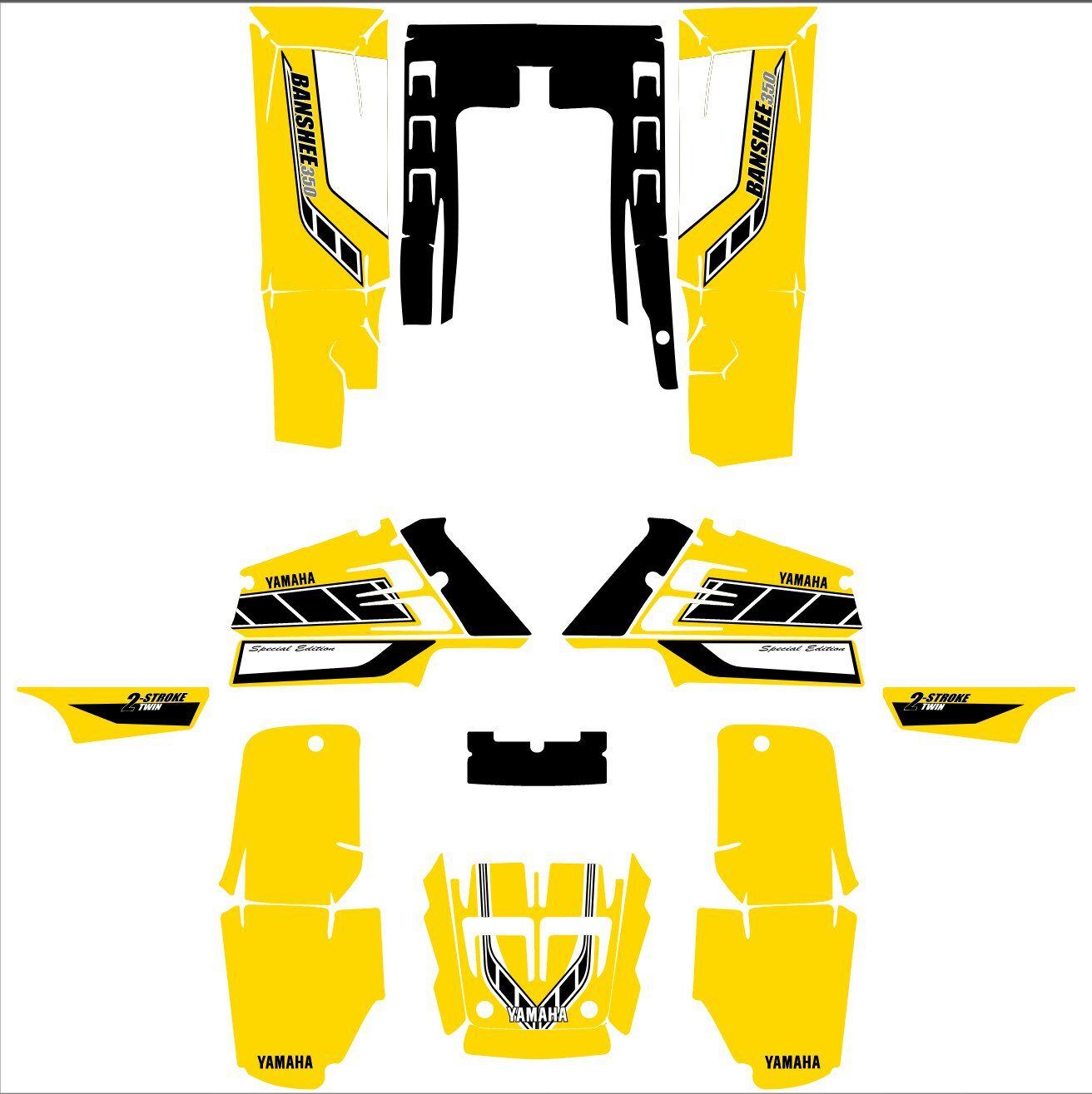 kit déco yamaha 350 banshee anniversaire jaune