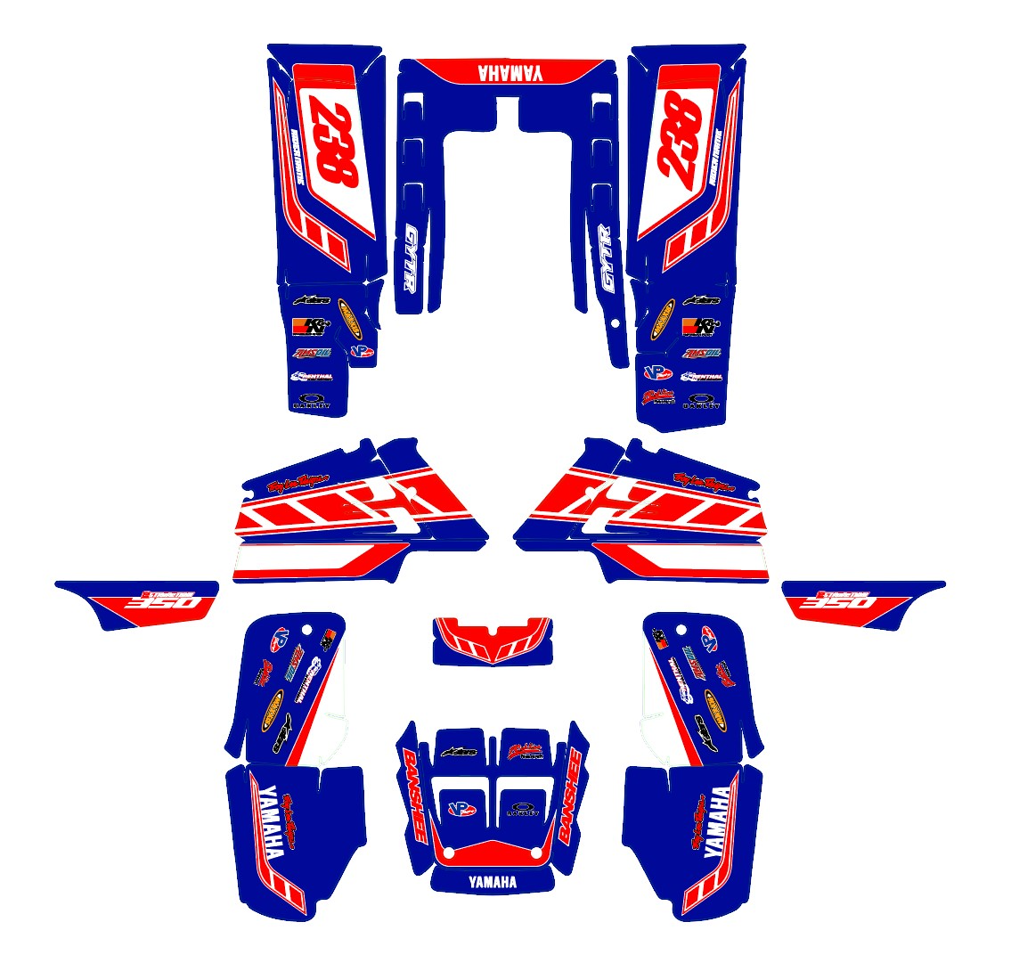 kit déco yamaha 350 banshee racing bleu / rouge