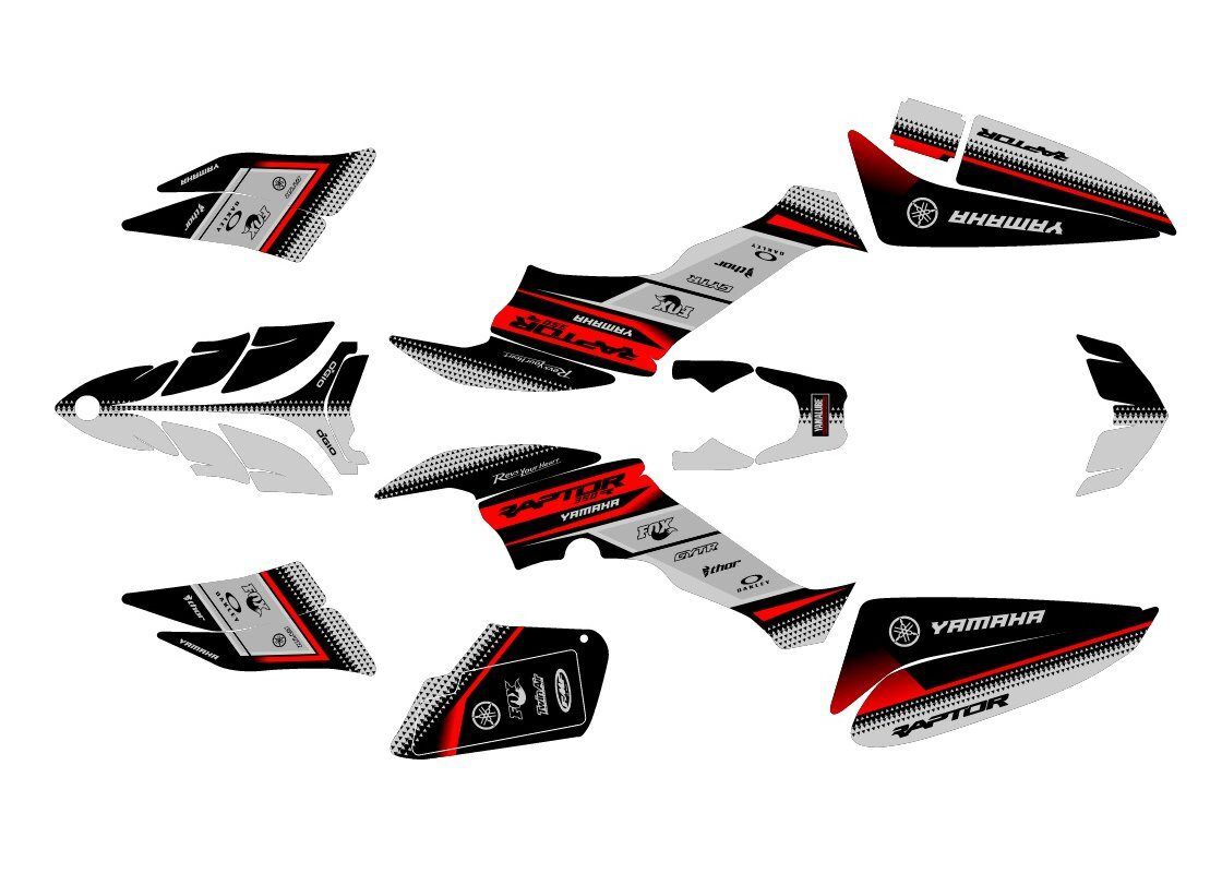 kit déco yamaha yfm 350 raptor racing rouge