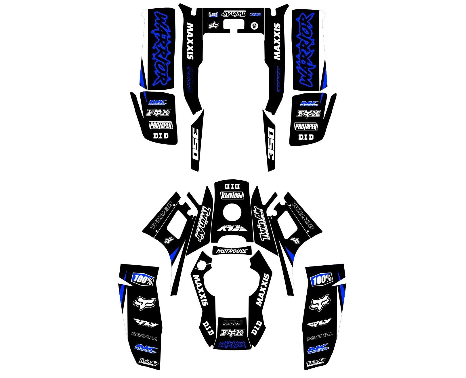 kit déco yamaha 350 warrior text bleu