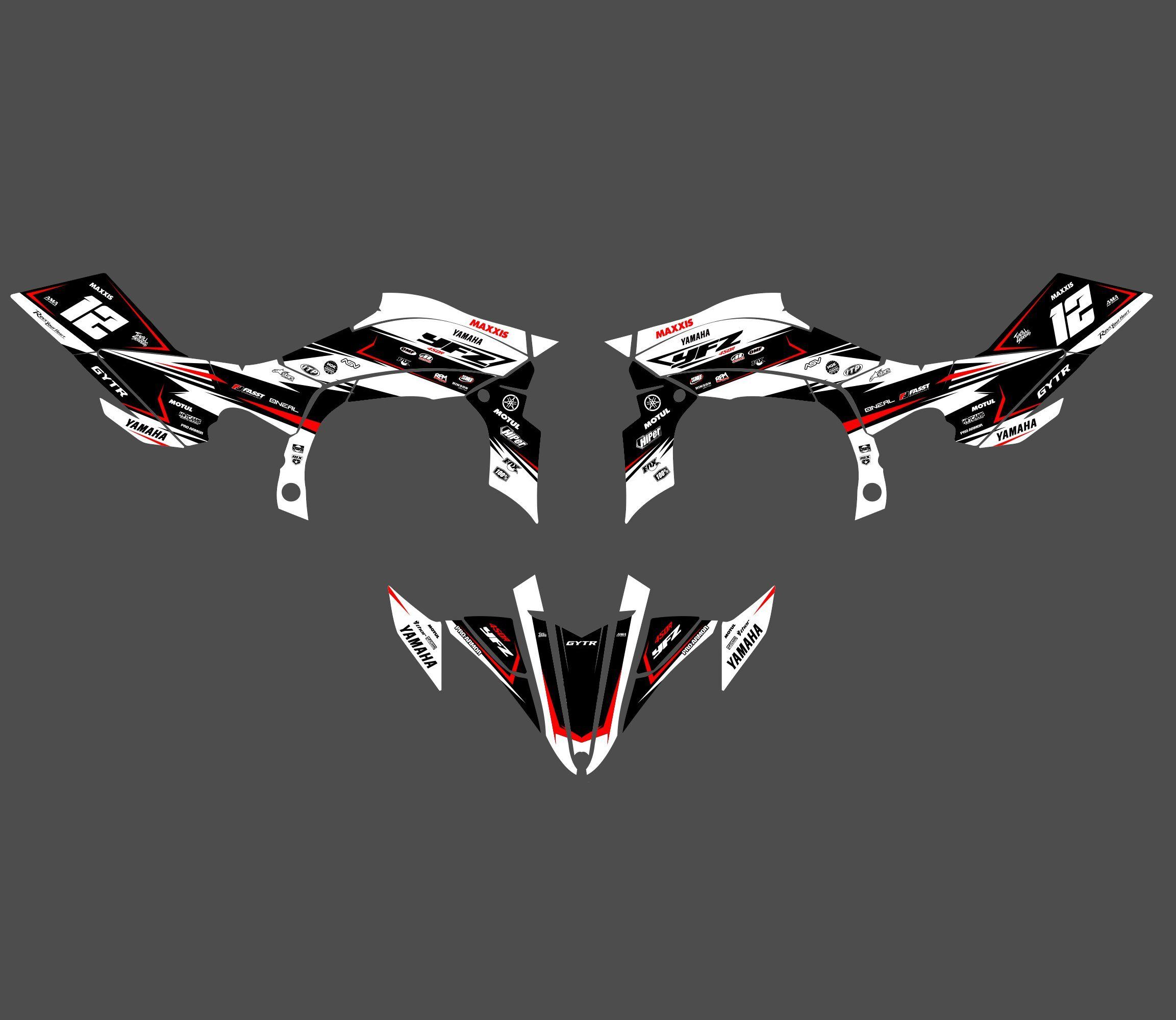 kit déco yamaha yfm 450 yfz airon rouge #2
