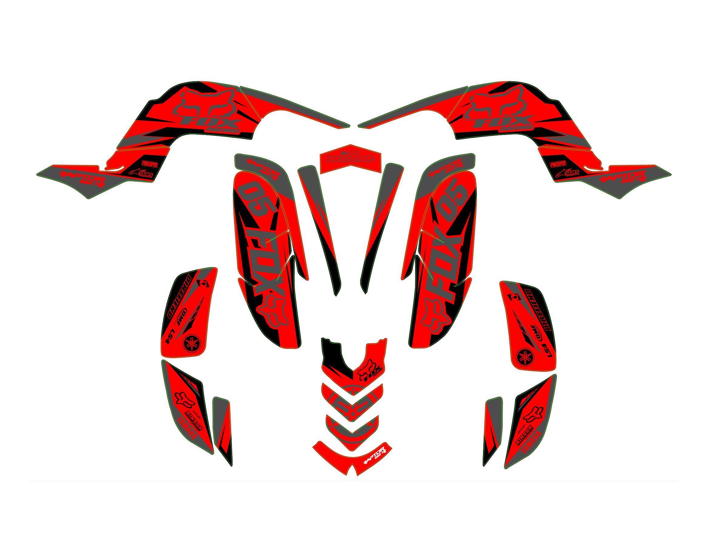kit déco yamaha yfm 660 raptor racing red