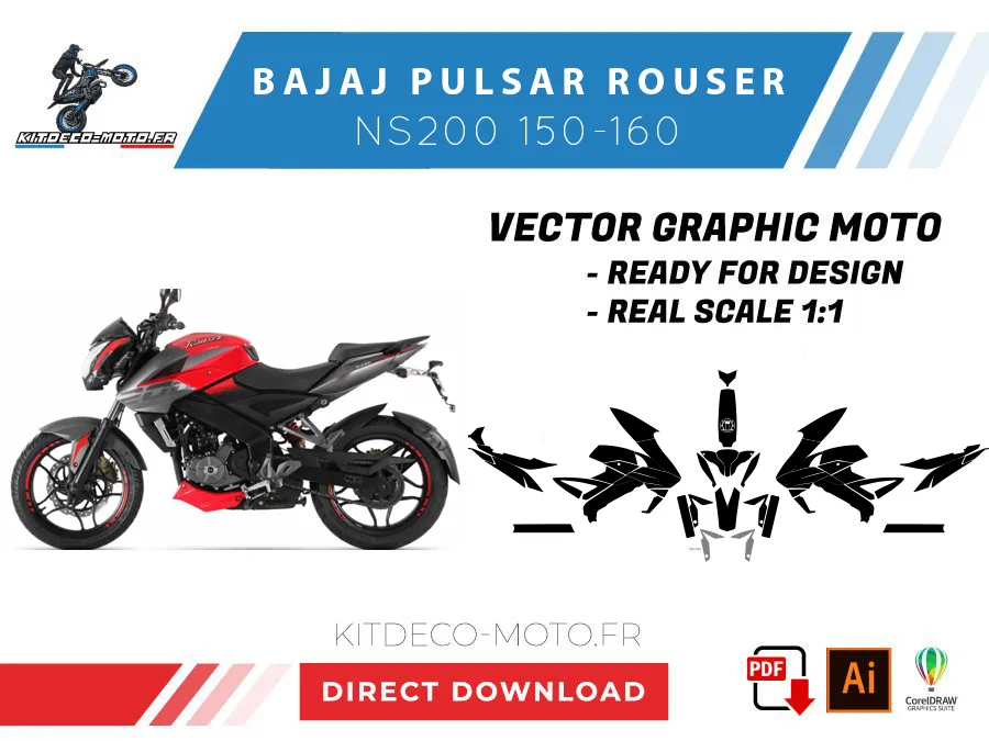 template bajaj pulsar rouser ns 200 / 150 / 160 vector