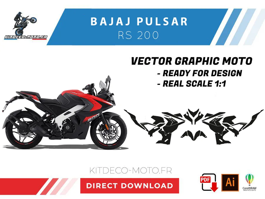 template bajaj pulsar rs 200 vector