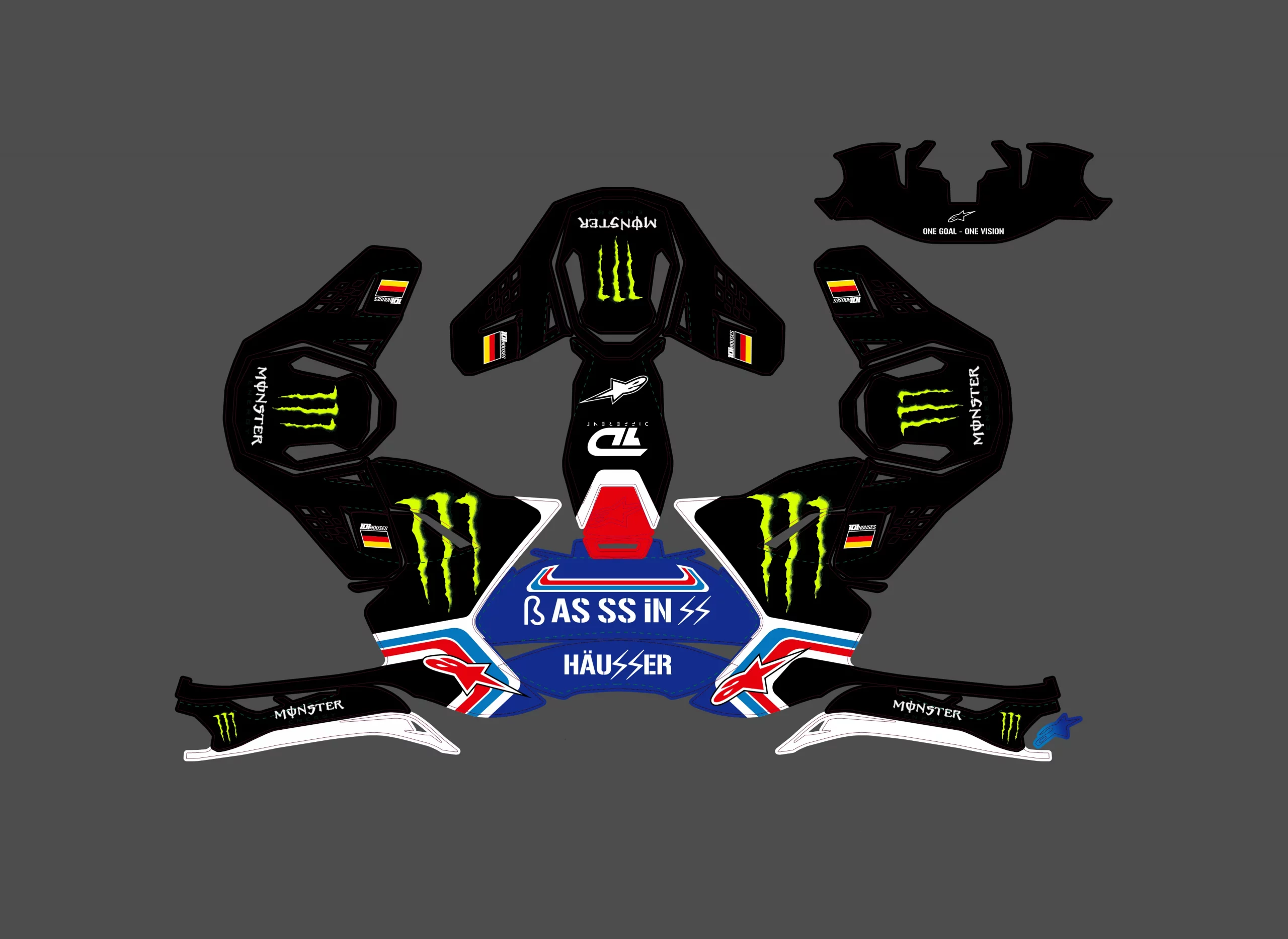 kit déco casque alpinestars sm8 monster noir