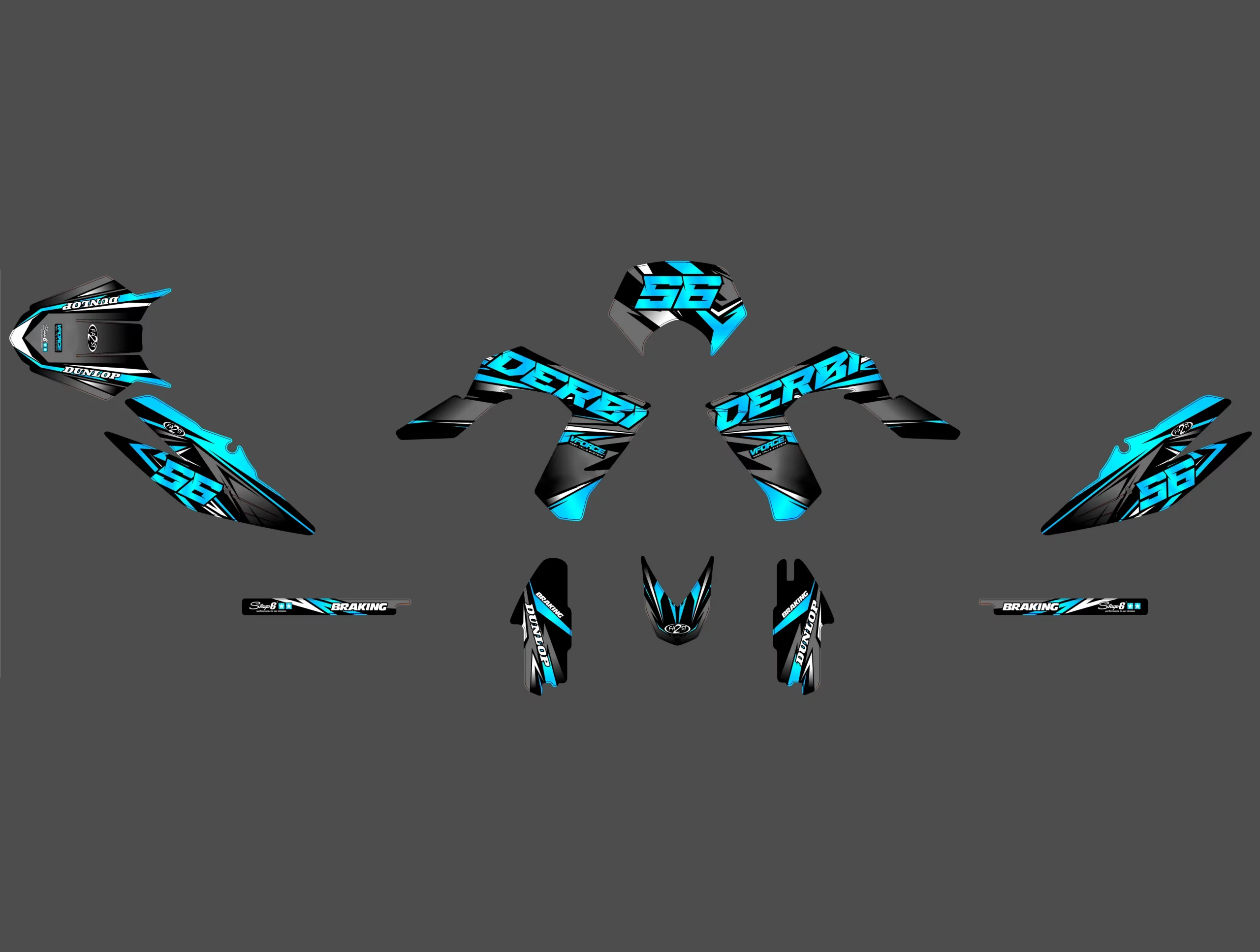 kit déco derbi 50 drd pro loop cyan