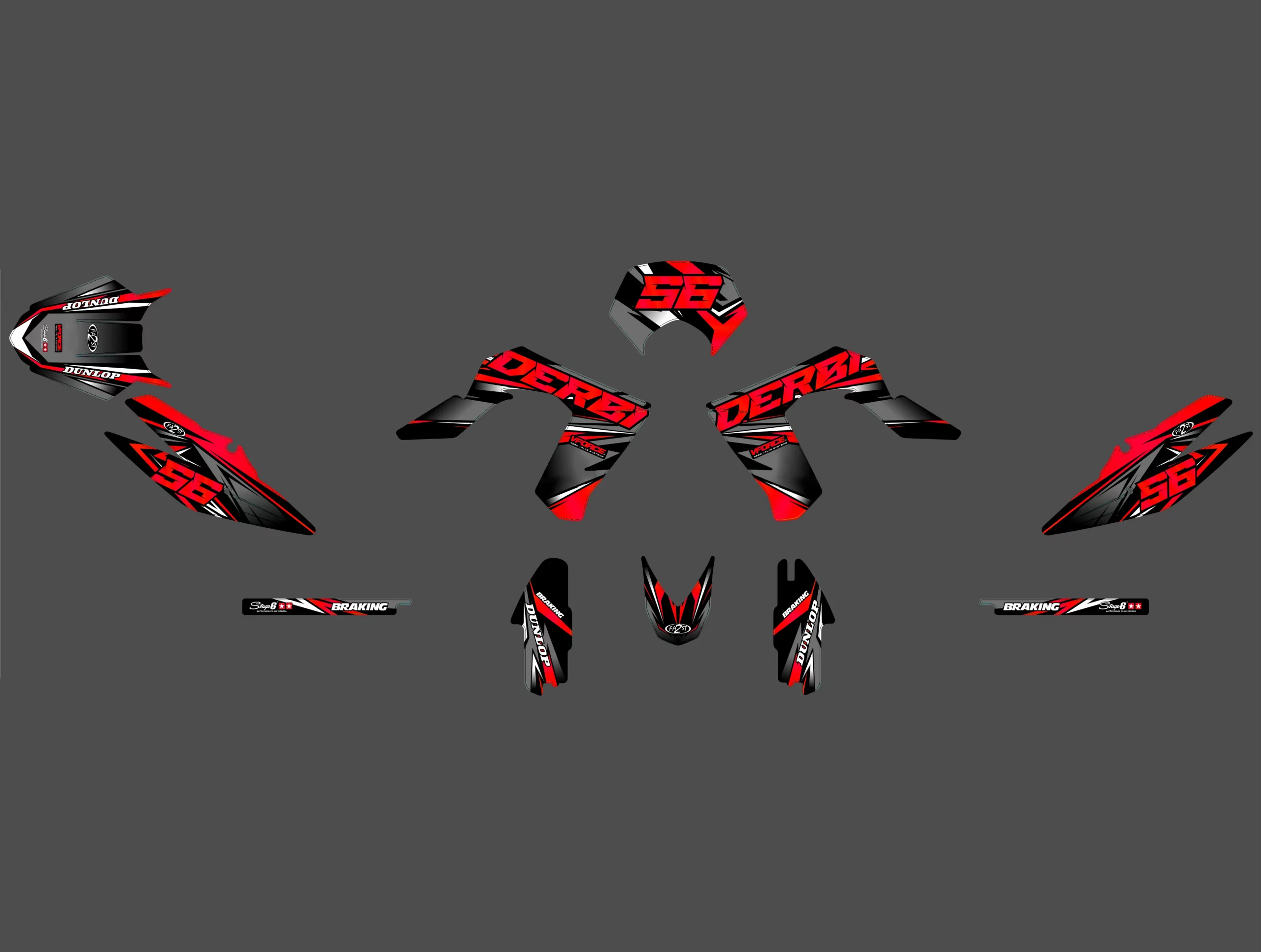 kit déco derbi 50 drd pro loop rouge