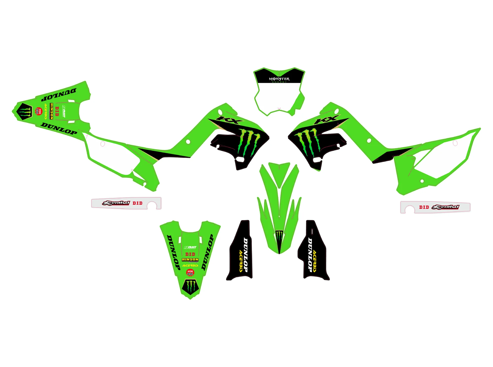 kit déco kawasaki 125 / 250 kx polisport restyle (2003 2008) factory