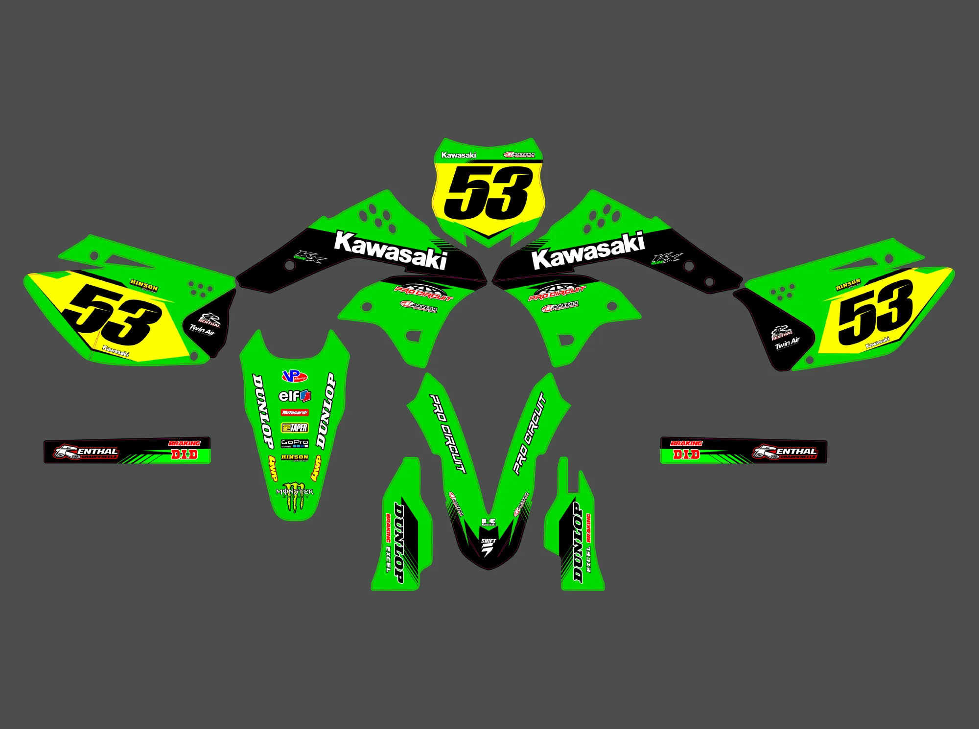 kit déco kawasaki 250 kxf (2006 2008) factory