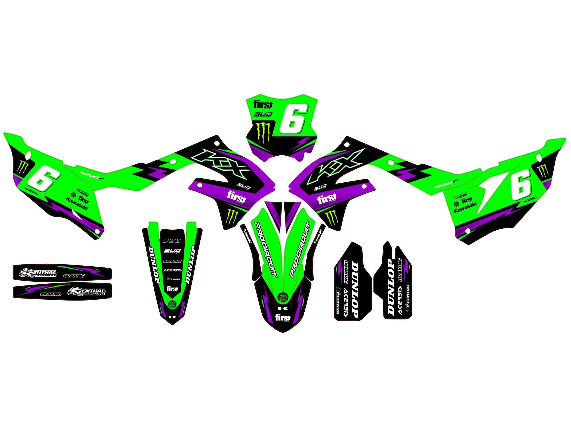 kit déco kawasaki 450 kxf (2019 2023) détail violet