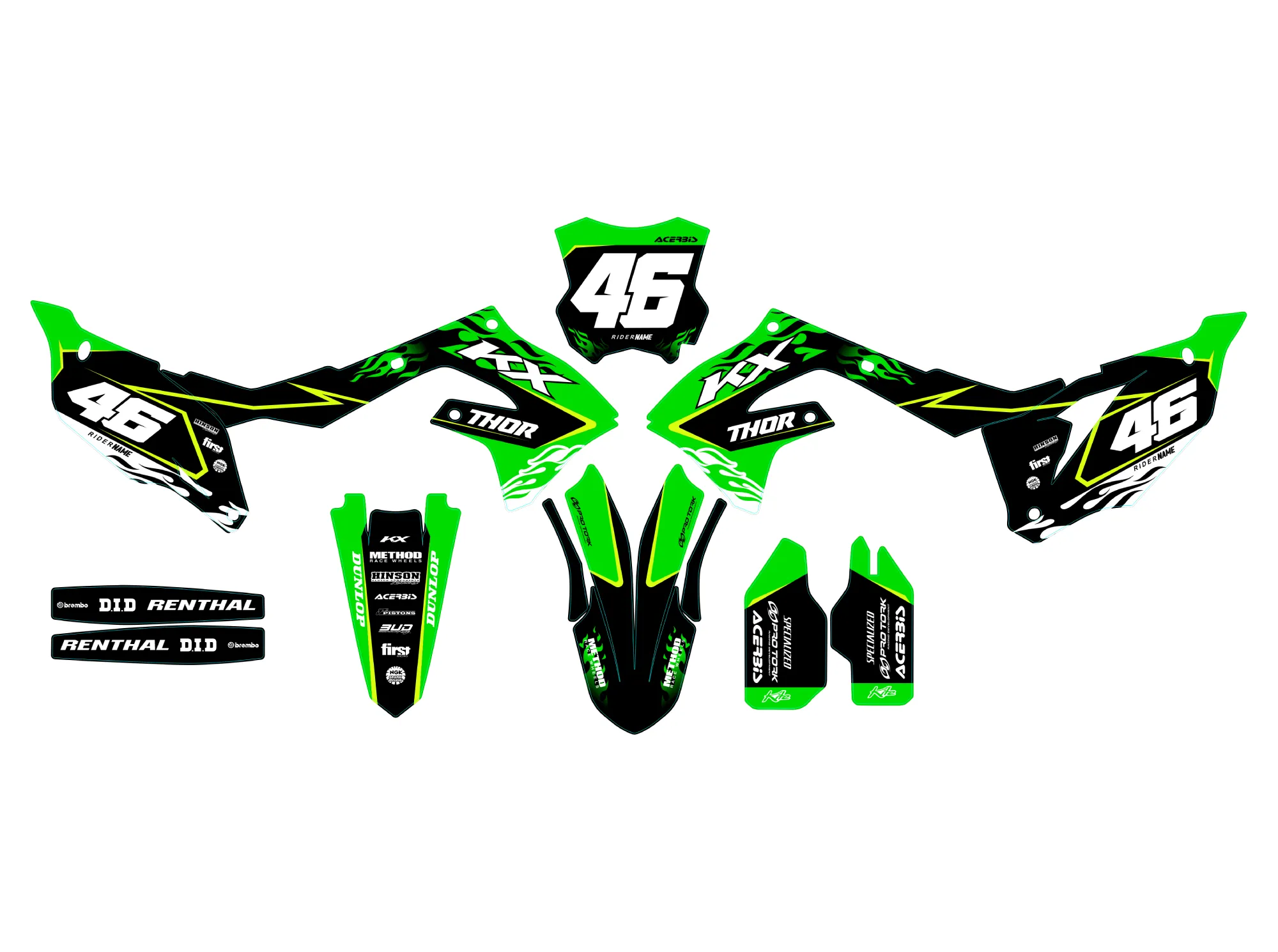 kit déco kawasaki 450 kxf (2019 2023) flamme