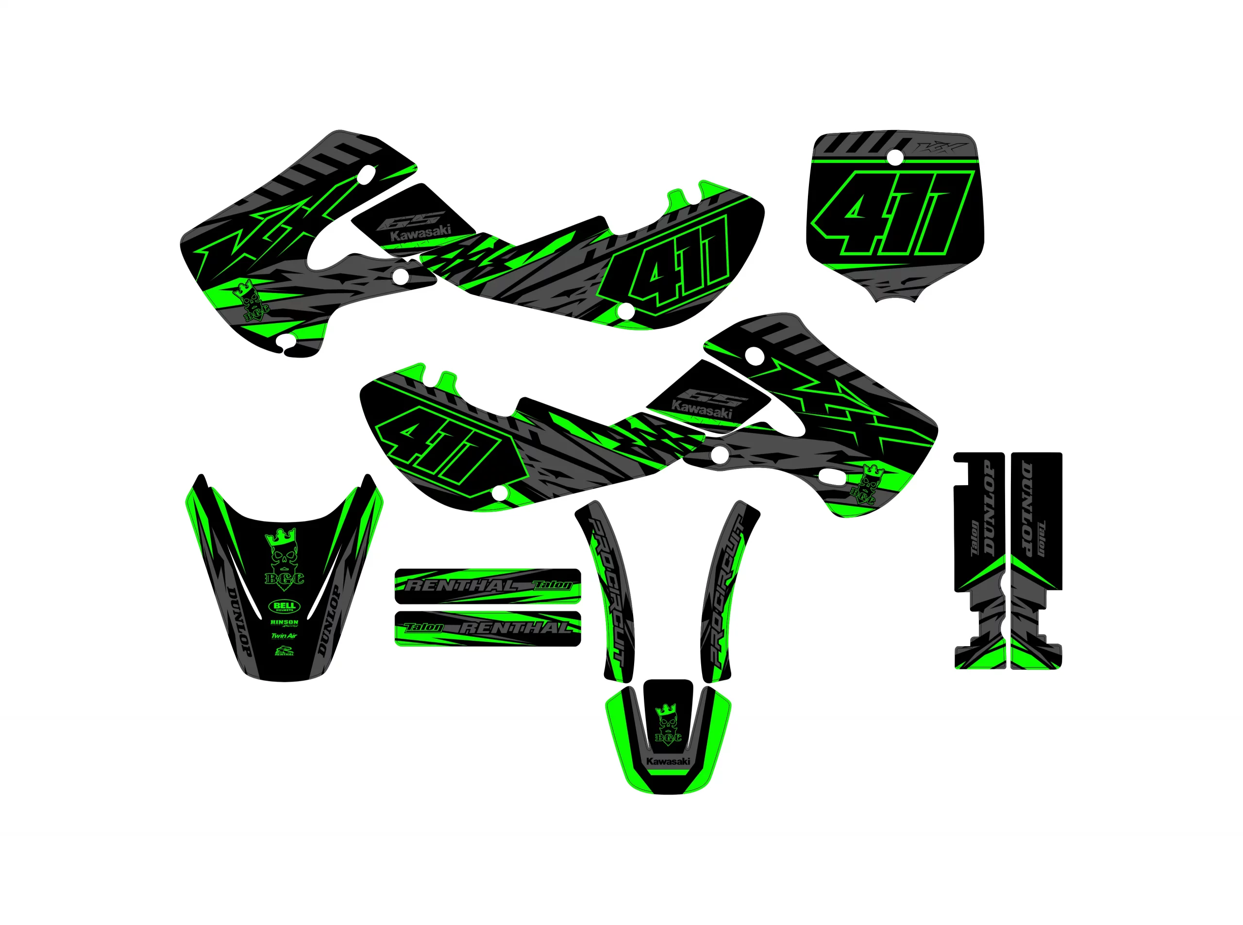 kit déco kawasaki 65 kx (2000 2024) race vert