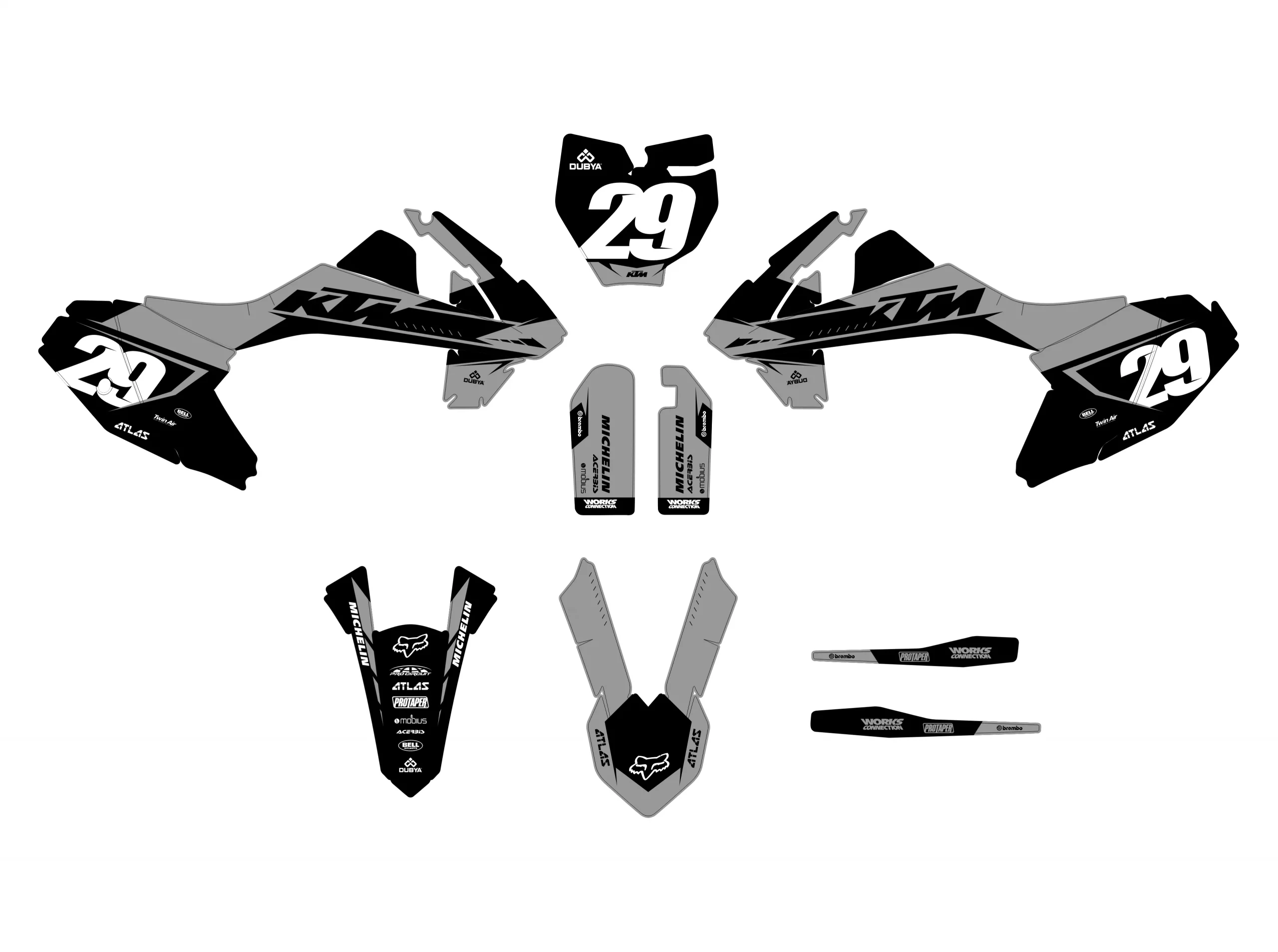 kit déco ktm 65 sx (2016 2023) factory gris