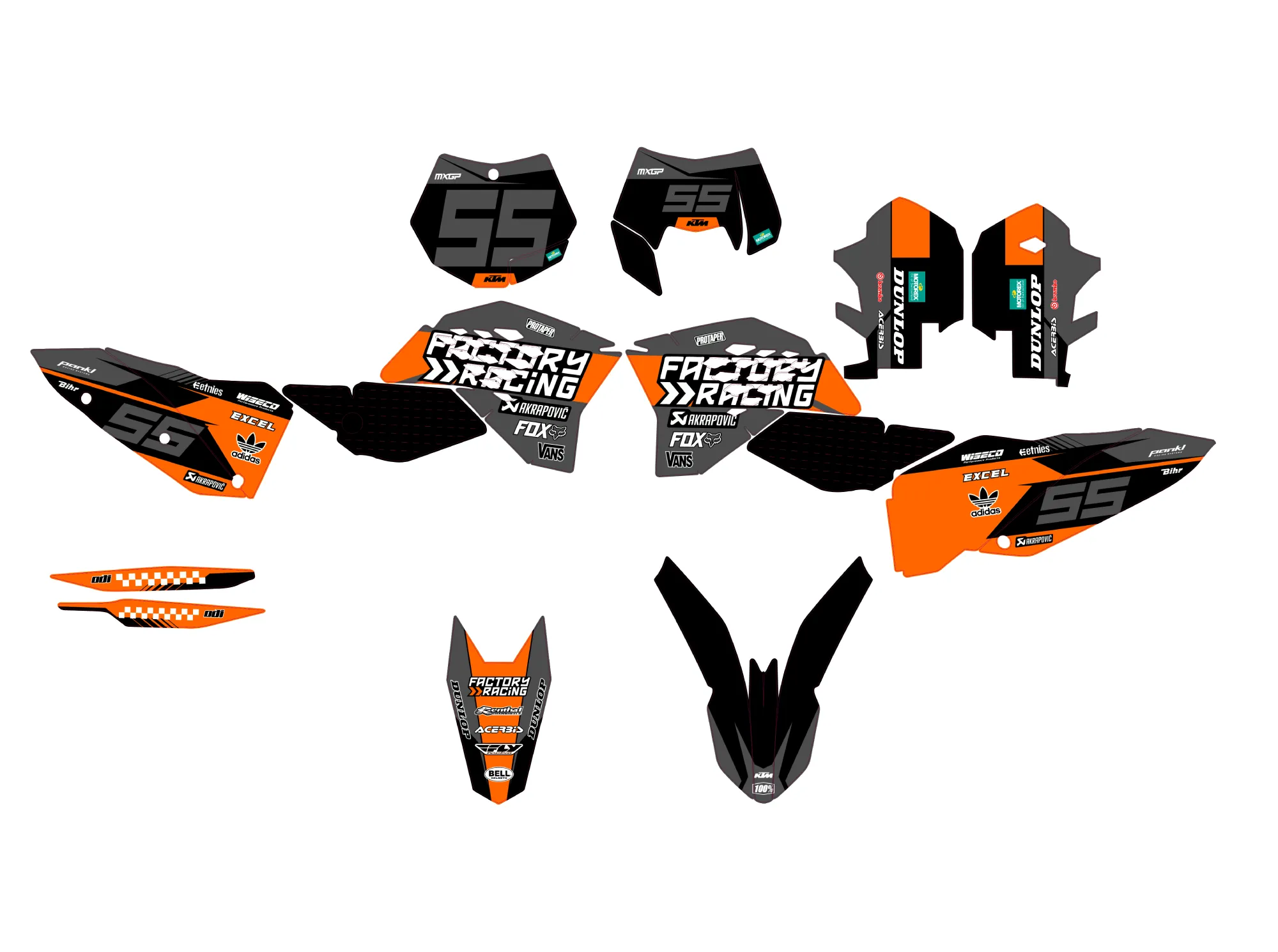 kit déco ktm exc / exc f (2008 2011) factory racing