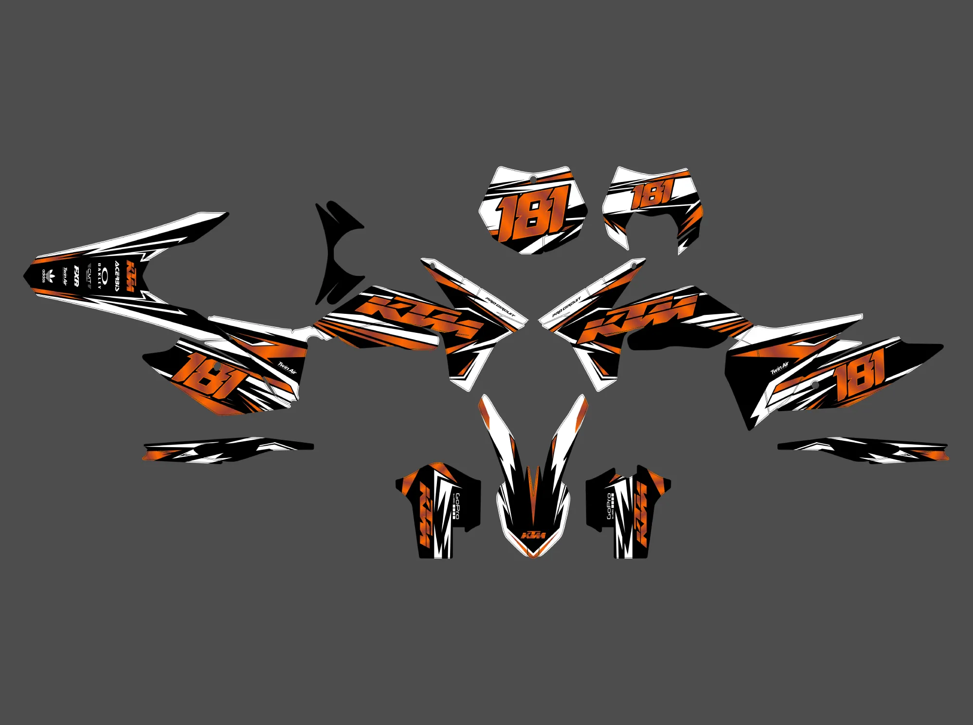 kit déco ktm exc / exc f (2012 2013) loop orange